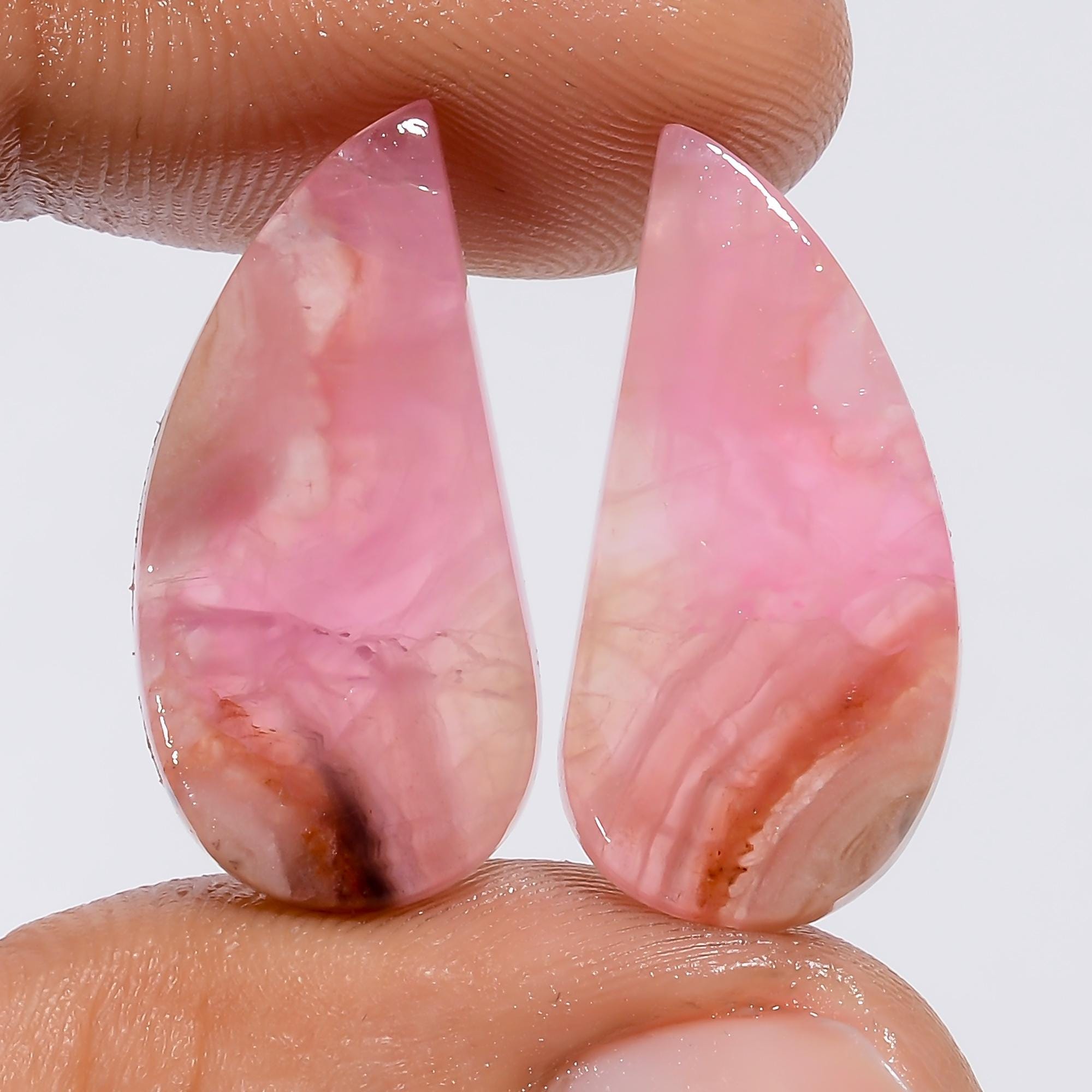 Pink Calcite Gemstone Pair: Mix Shape Matched Stones, Jewelry Making Supply - image 8
