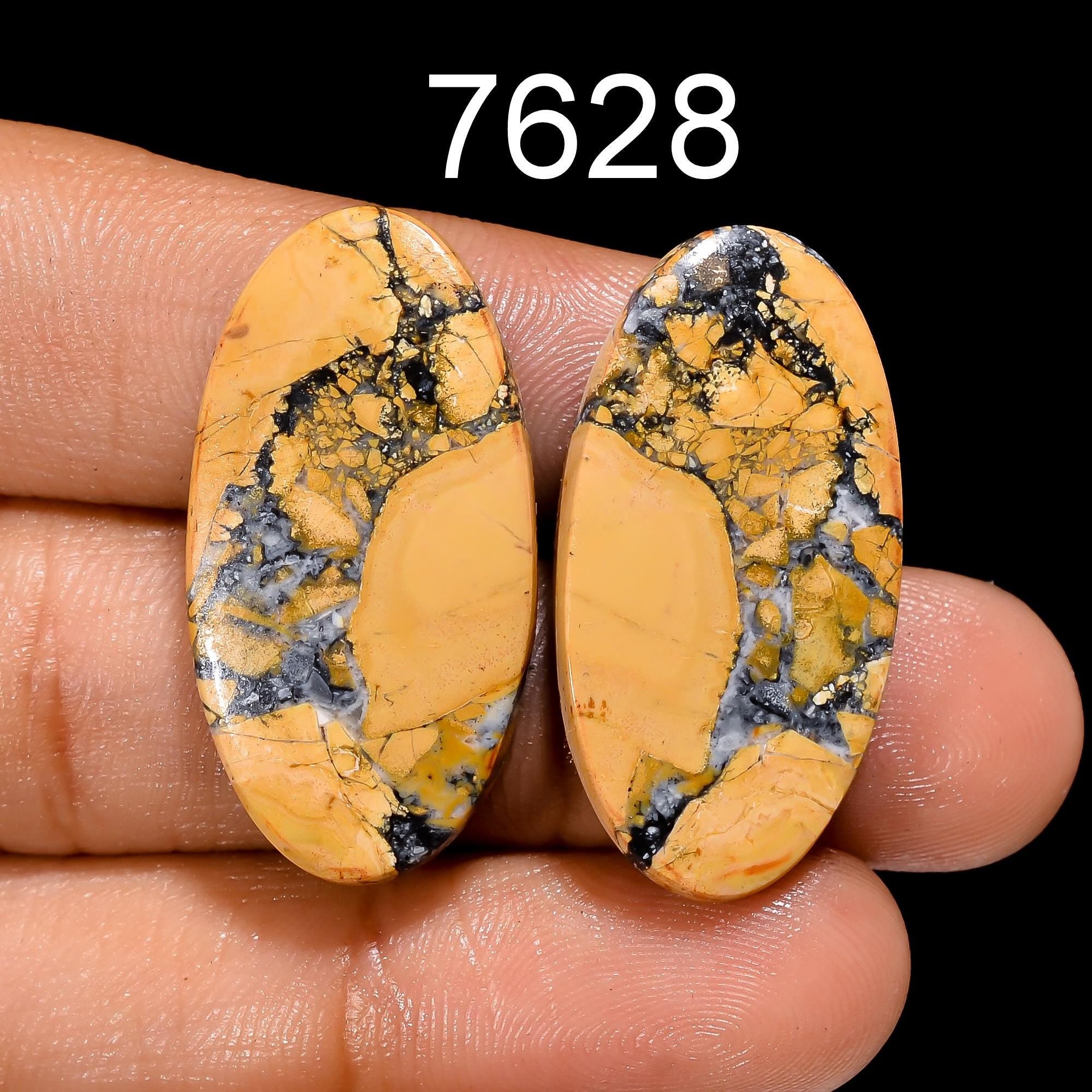 Maligano Jasper Pair, AAA Oval Cabochons, Earring Gemstone Supply - image 3