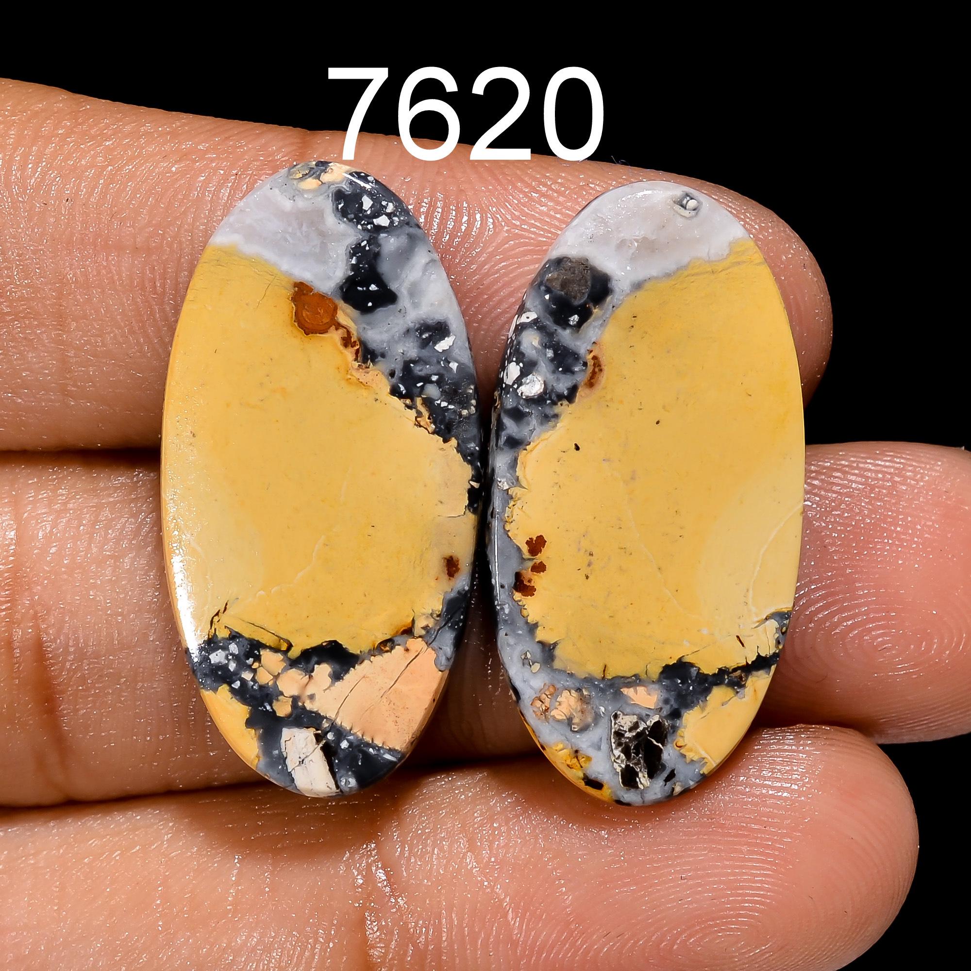 Maligano Jasper Pair, AAA Oval Cabochons, Earring Gemstone Supply - image 2