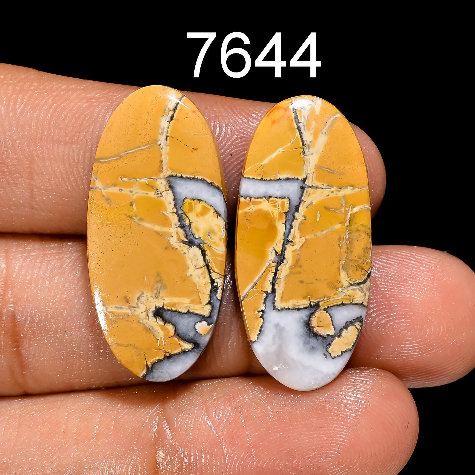 Natural Maligano Jasper Pair Cabochons, Designer Earring Gemstones - image 2