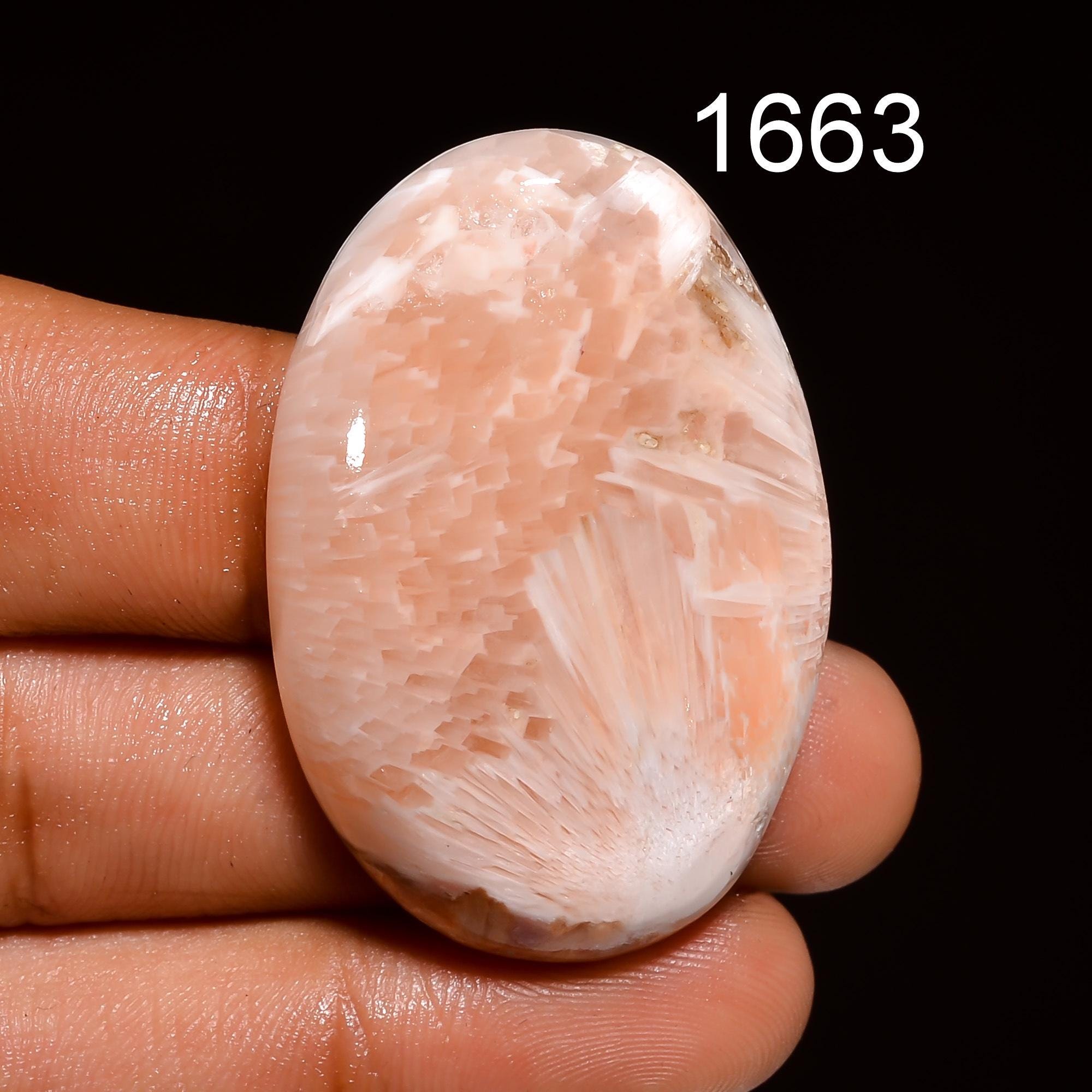 AAA Pink Scolecite Cabochon, Loose Gemstone, India - image 3