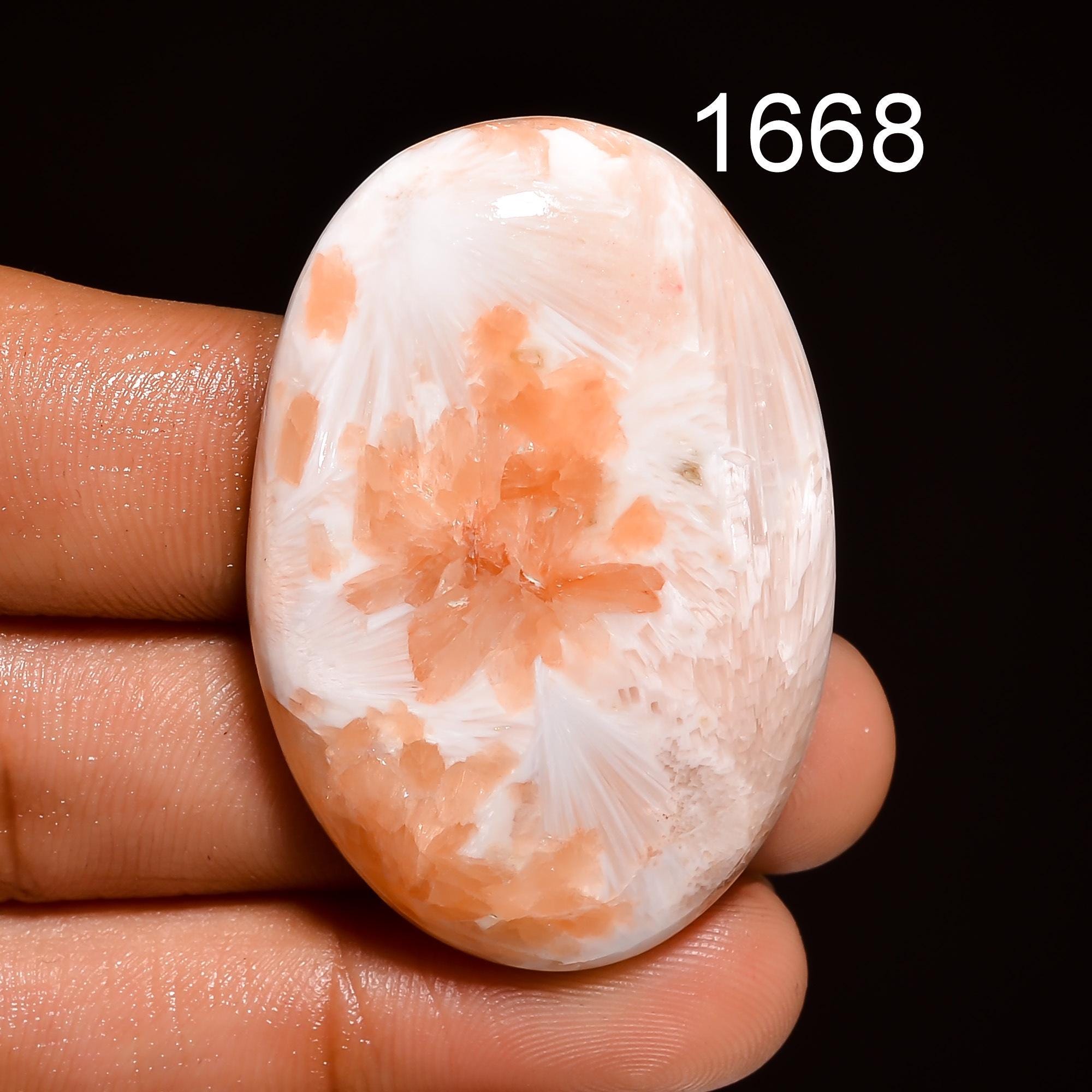 AAA Pink Scolecite Cabochon, Loose Gemstone, India - image 4