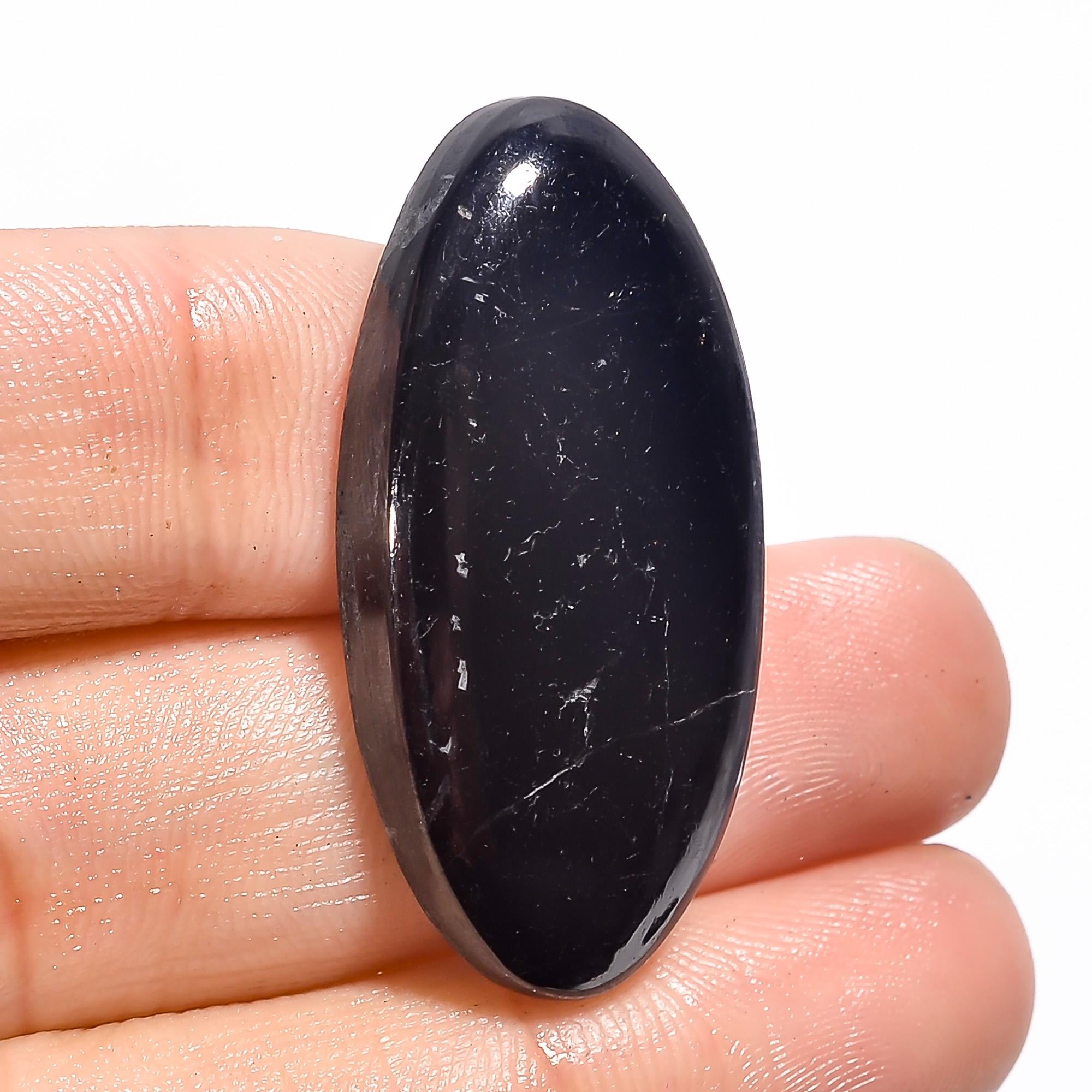 AAA Black Tourmaline Cabochon, Loose Gemstone, Jewelry Making - image 3