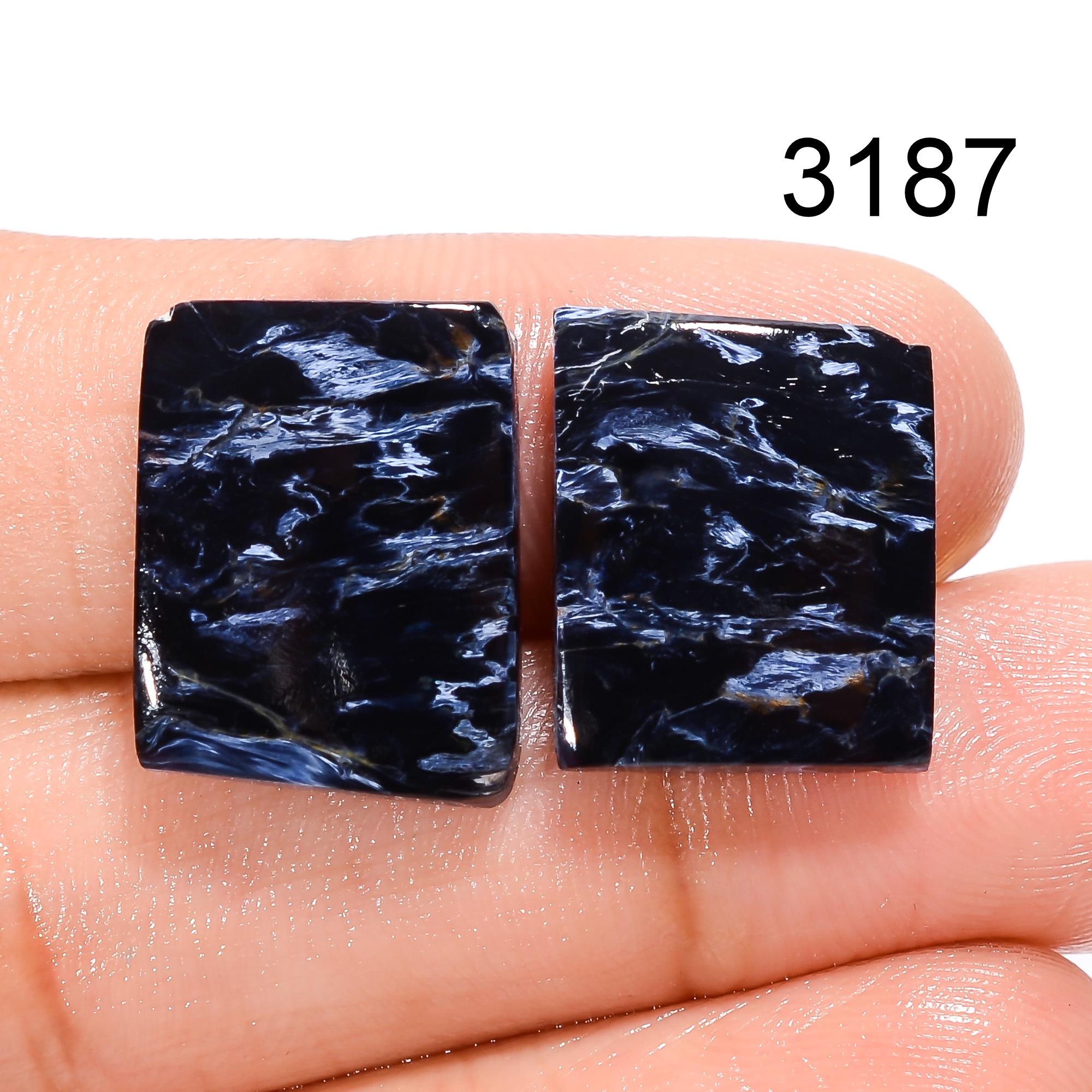 AAA Pietersite Cabochon Pair, Round Namibia Gemstone Earring Making Matched Crystal - image 2