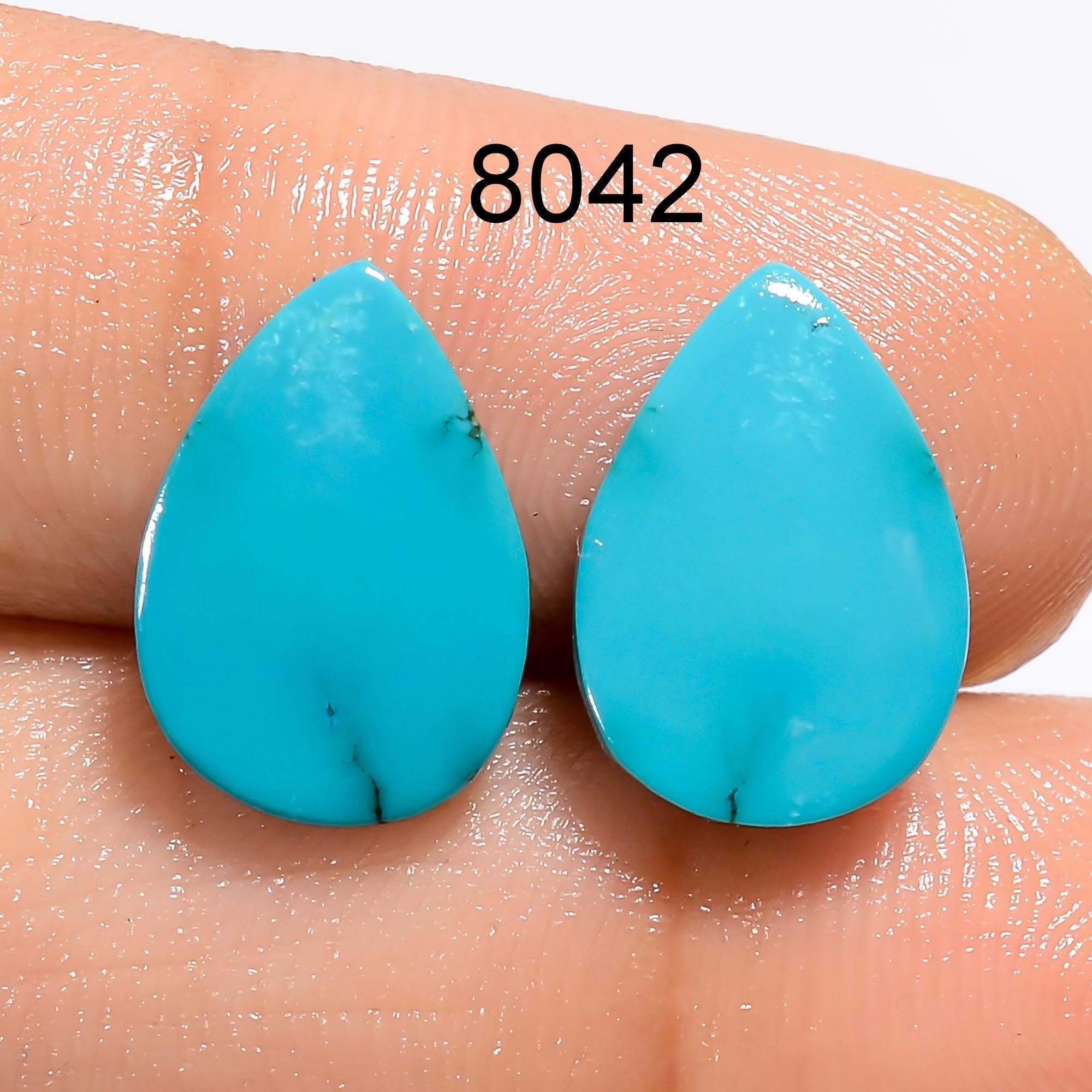 Natural Turquoise Cabochon Matched Pair Gemstone For Earring Jewelry Making - image 5