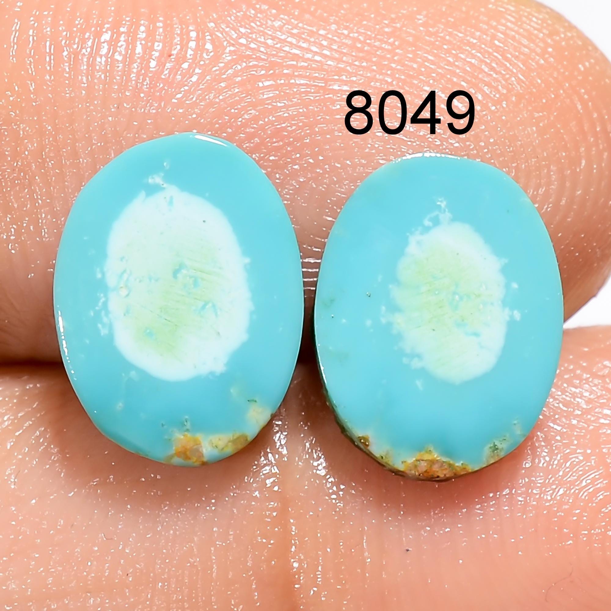 Natural Turquoise Cabochon Matched Pair Gemstone For Earring Jewelry Making