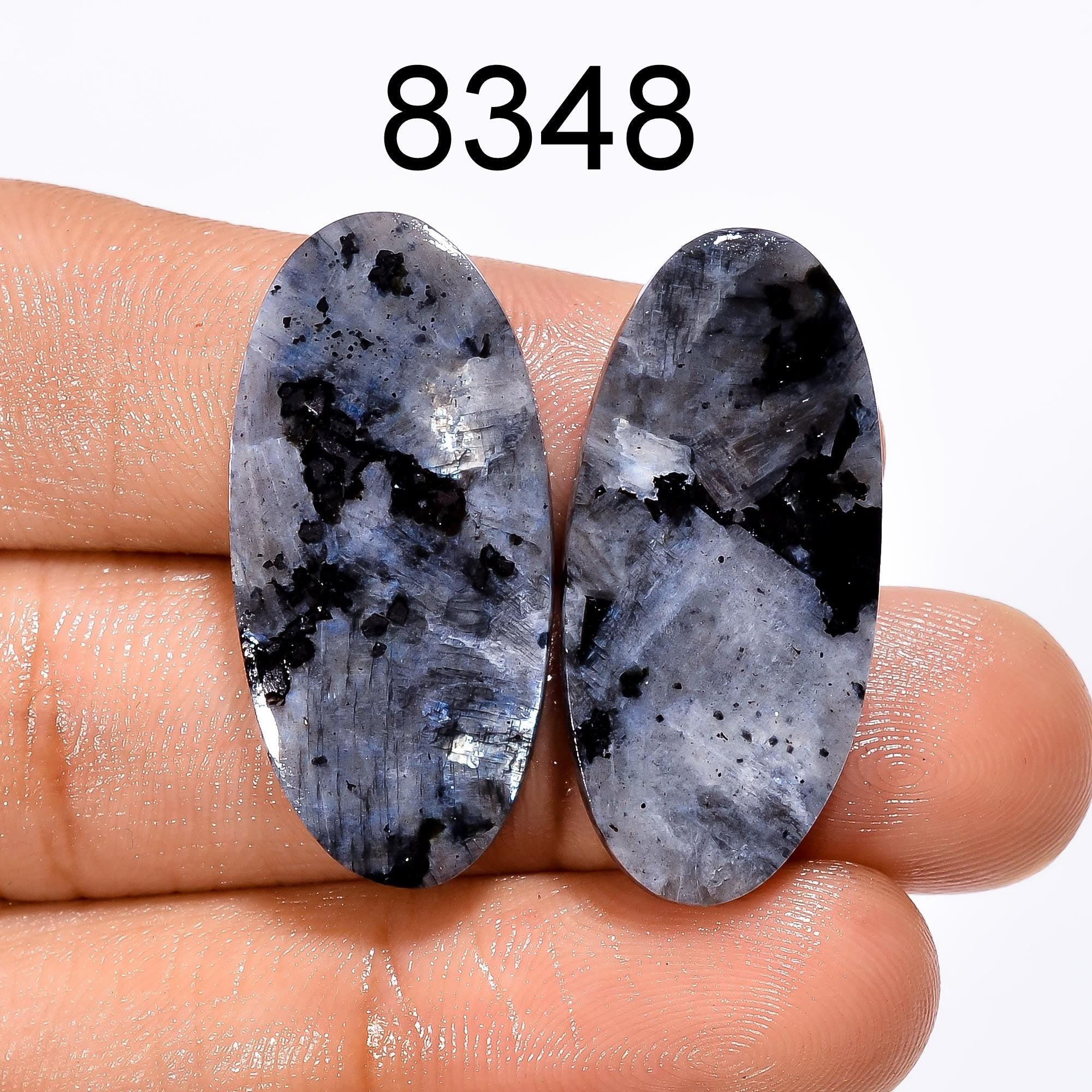 Larvakite Pair Gemstone, Designer Pair Cabochon, Jewelry Making Supply, Healing Crystal Gift For Her. - image 4