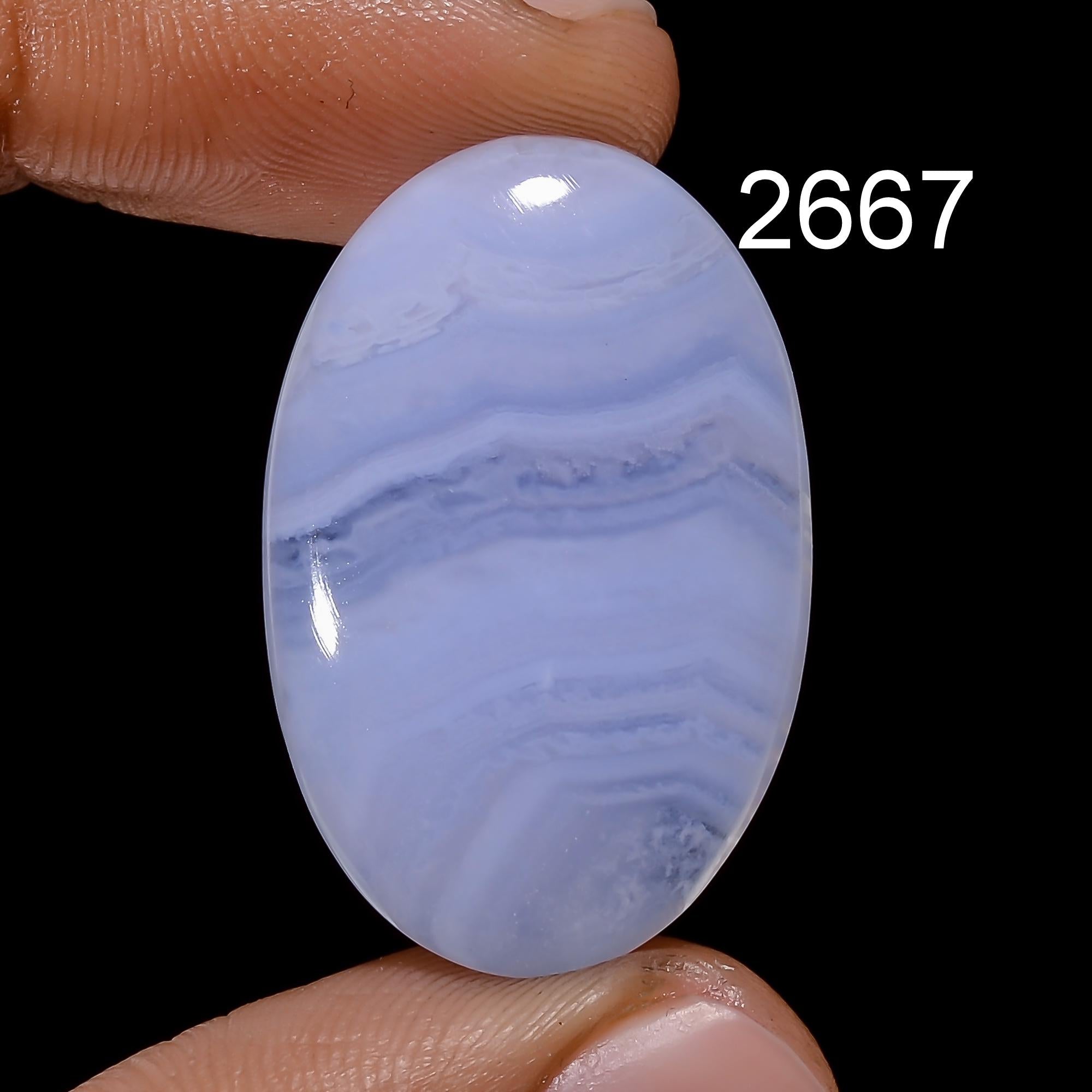 AAA Blue Lace Agate Cabochon, Natural Gemstone Healing Crystal Jewelry Making - image 3