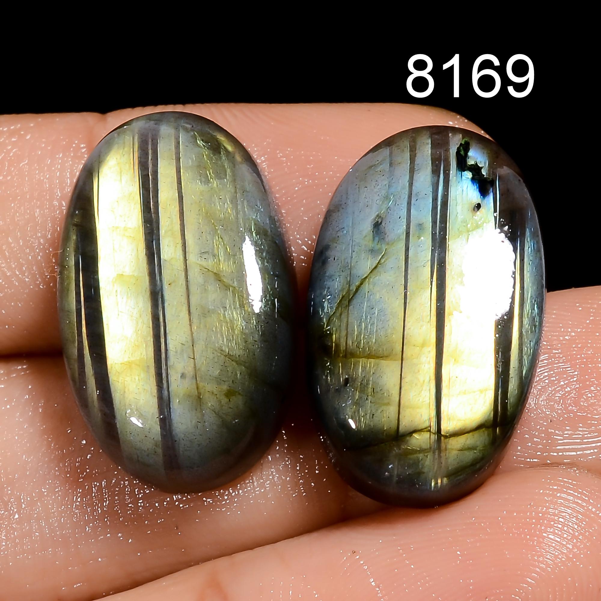 AAA Natural Labradorite Cabochons Matched Pair Gemstone for Jewelry Making