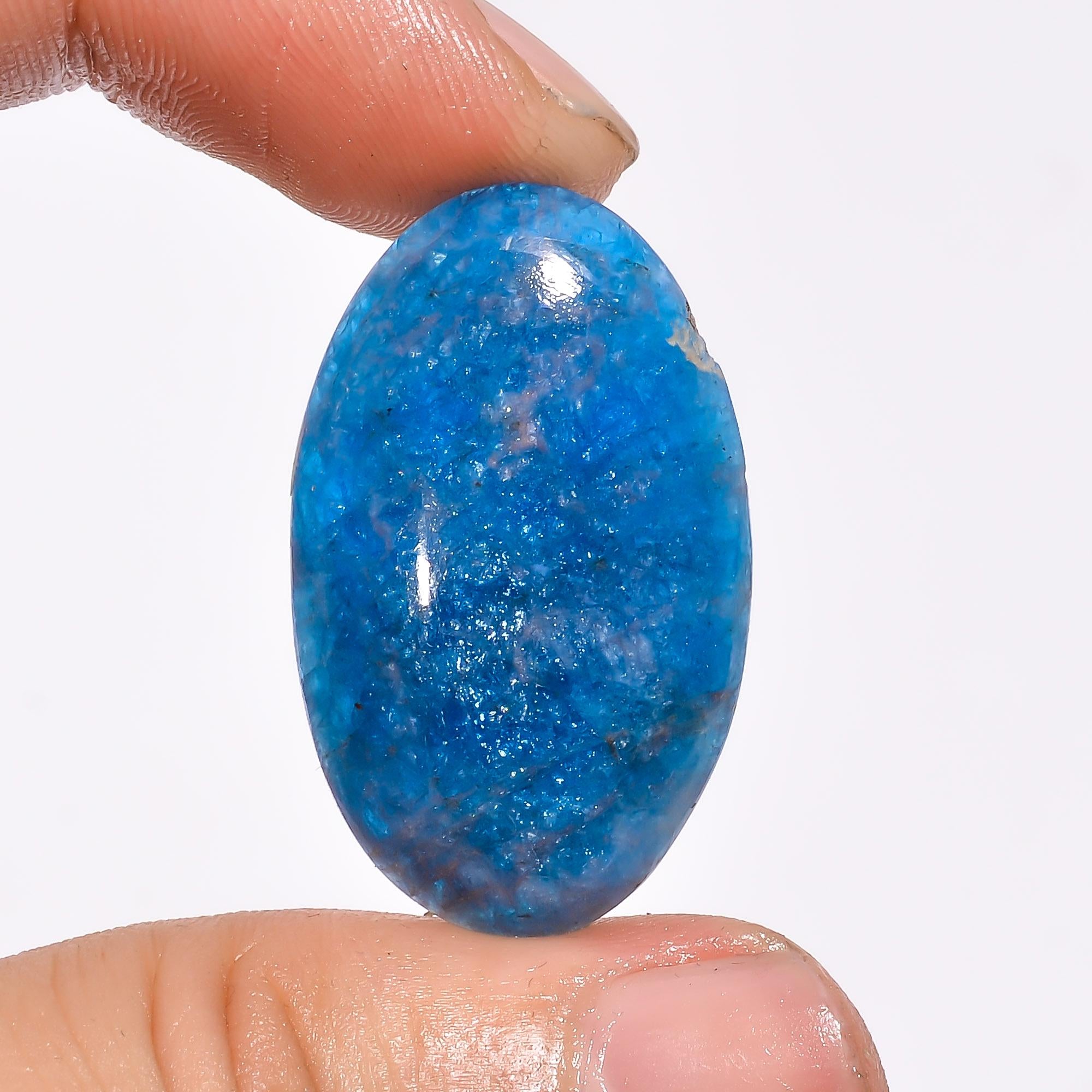 AAA Neon Blue Apatite Cabochon, Mixed Gemstone Pendant Jewelry Making - image 2