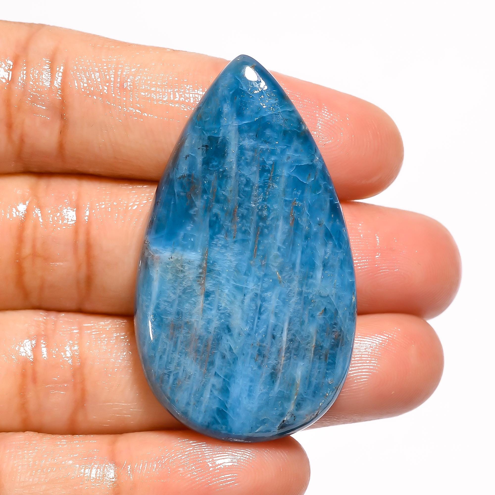 AAA Neon Blue Apatite Cabochon, Mixed Gemstone Pendant Jewelry Making - image 4