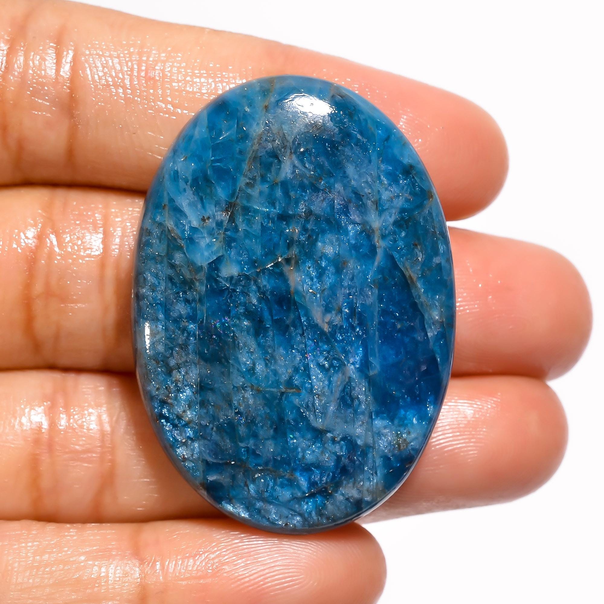 AAA Neon Blue Apatite Cabochon, Mixed Gemstone Pendant Jewelry Making - image 5