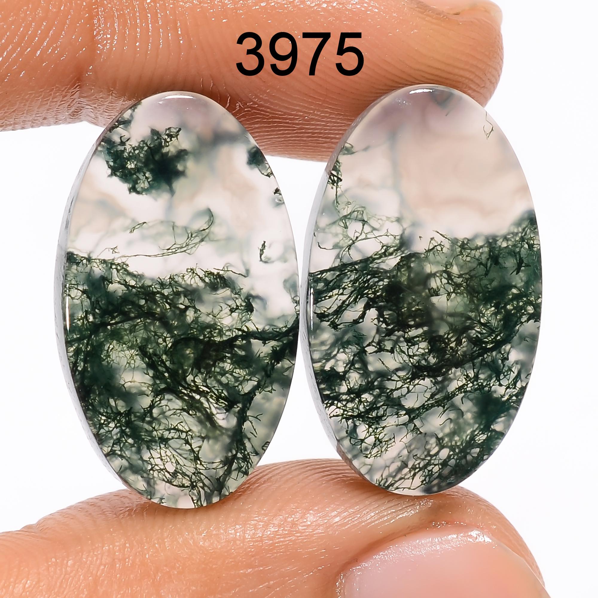 Moss Agate Pair Cabochon, Designer Gemstone, DIY Jewelry Making - image 4