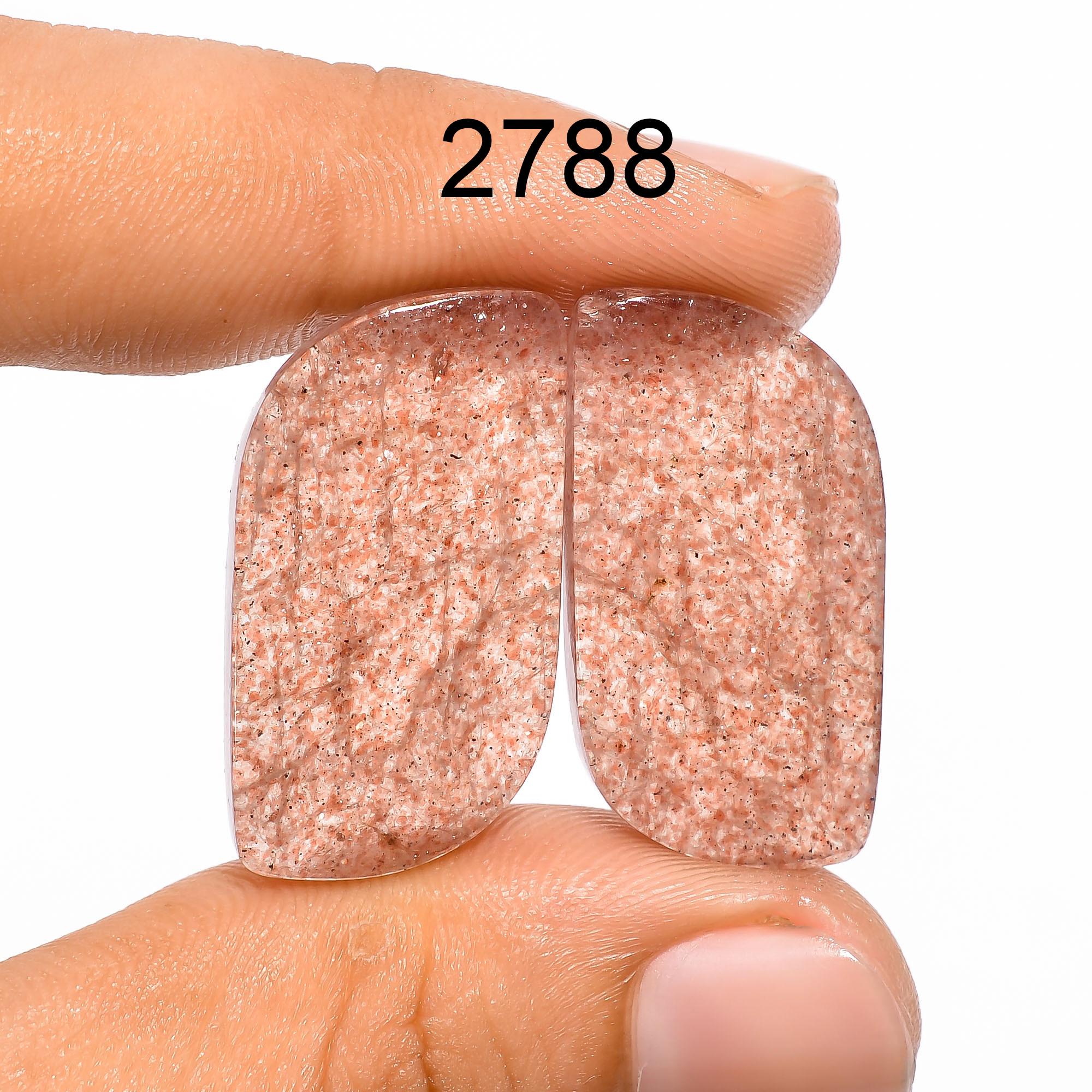 Strawberry Quartz Gemstone Pair, AAA Quality Cabochons - image 6