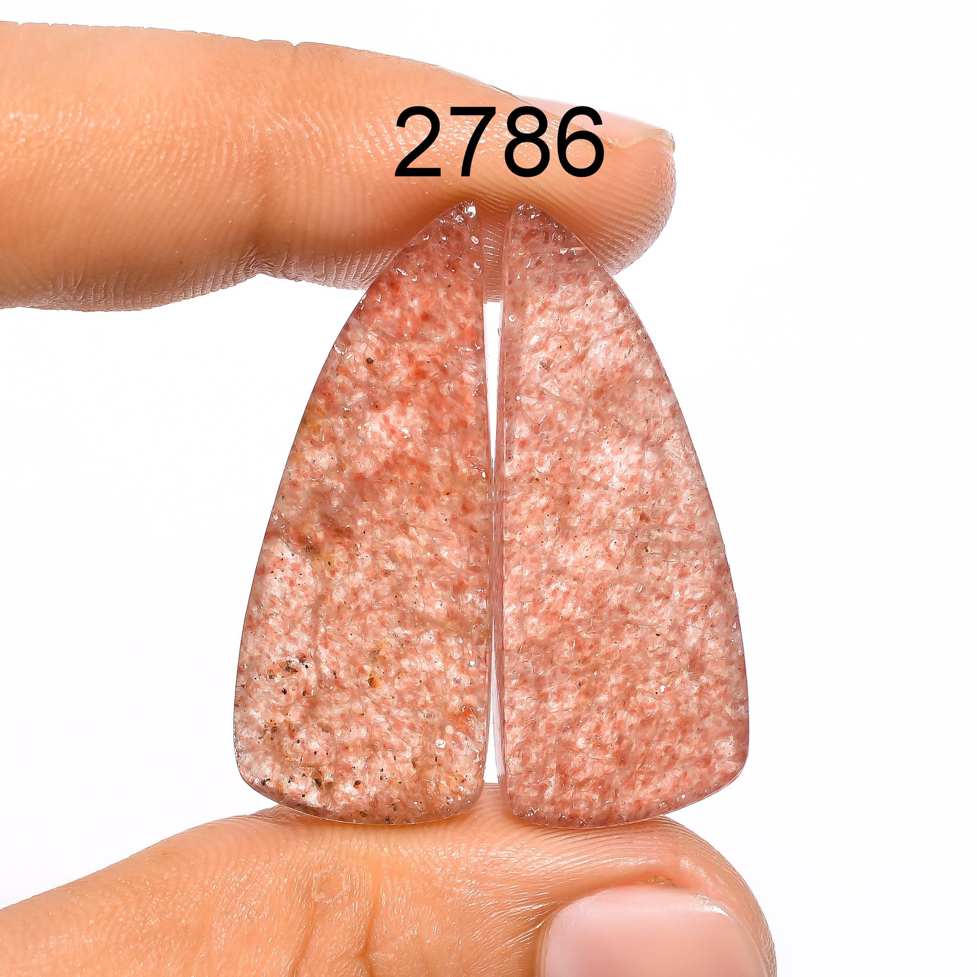 Strawberry Quartz Gemstone Pair, AAA Quality Cabochons - image 4