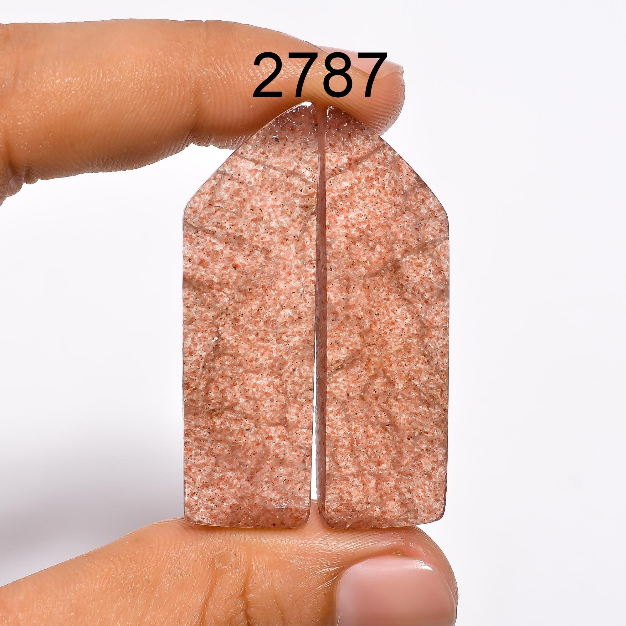 Strawberry Quartz Gemstone Pair, AAA Quality Cabochons - image 5