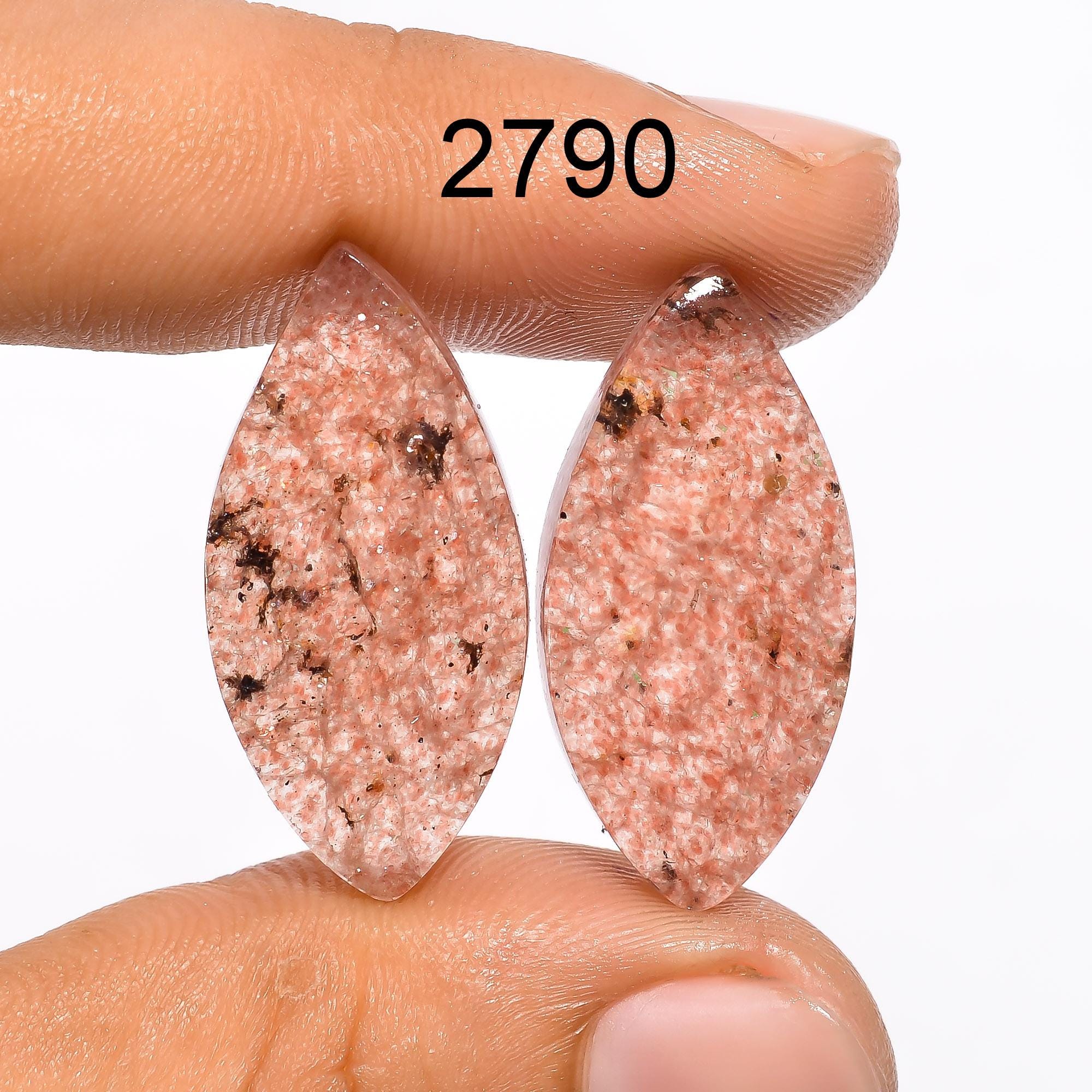 Strawberry Quartz Gemstone Pair, AAA Quality Cabochons - image 8