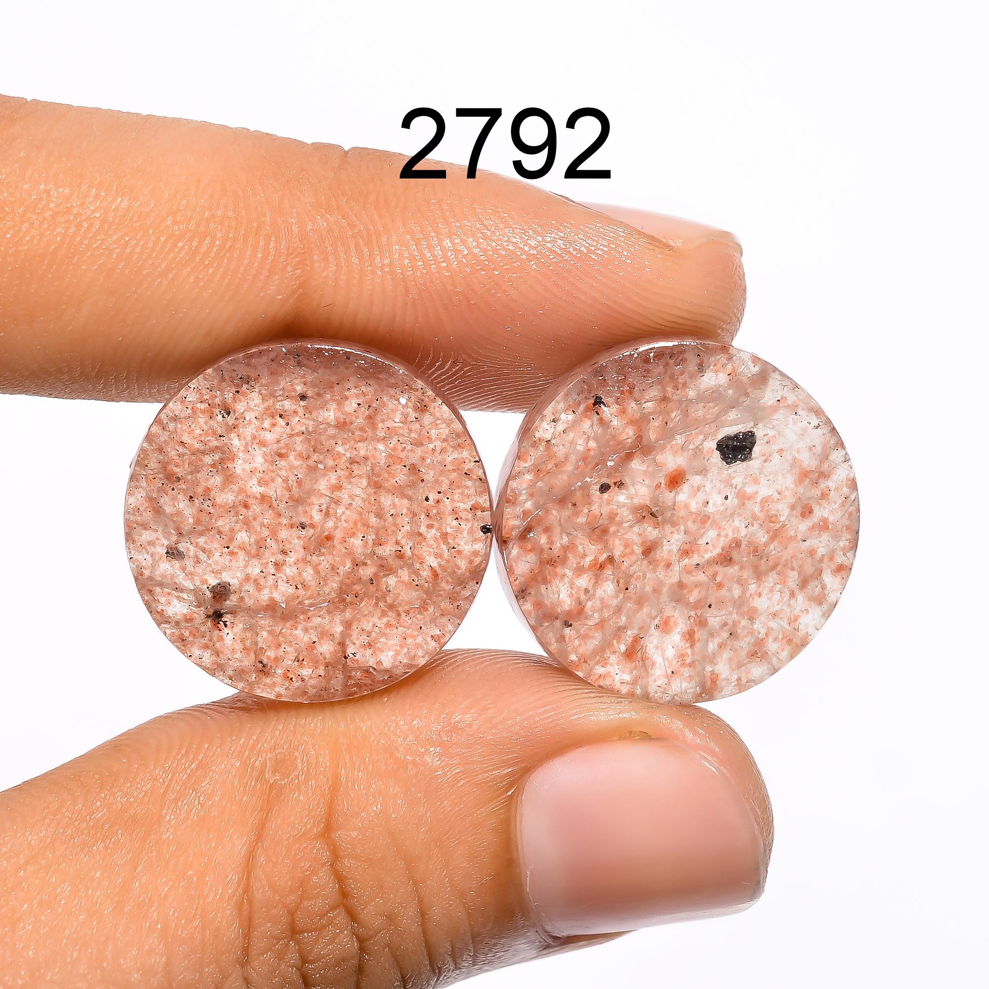 AAA Strawberry Quartz Gemstone Pair, Polished Cabochons, Earring Jewelry Making - image 2