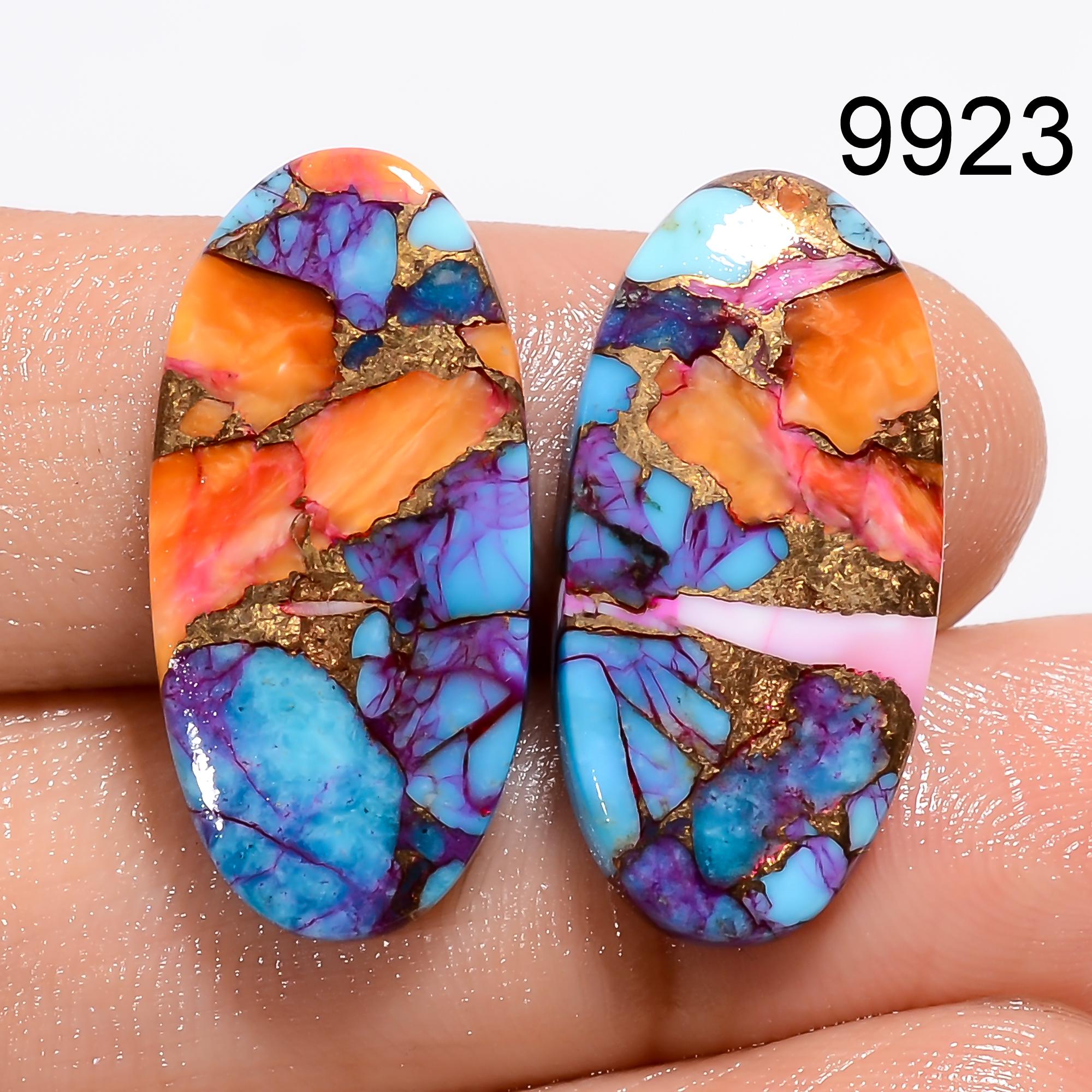 AAA Mohave Copper Turquoise Cabochon Pair, Oval Gemstone - image 4