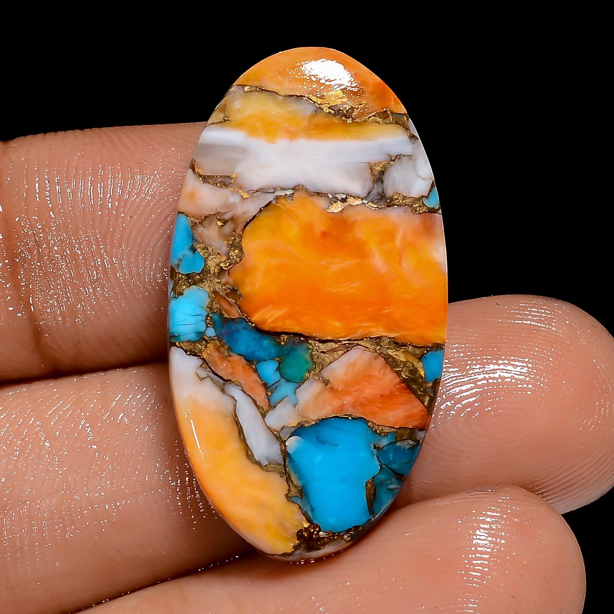 Oyster Copper Turquoise Cabochon, Oval Gemstone, Jewelry Making Supply - image 2
