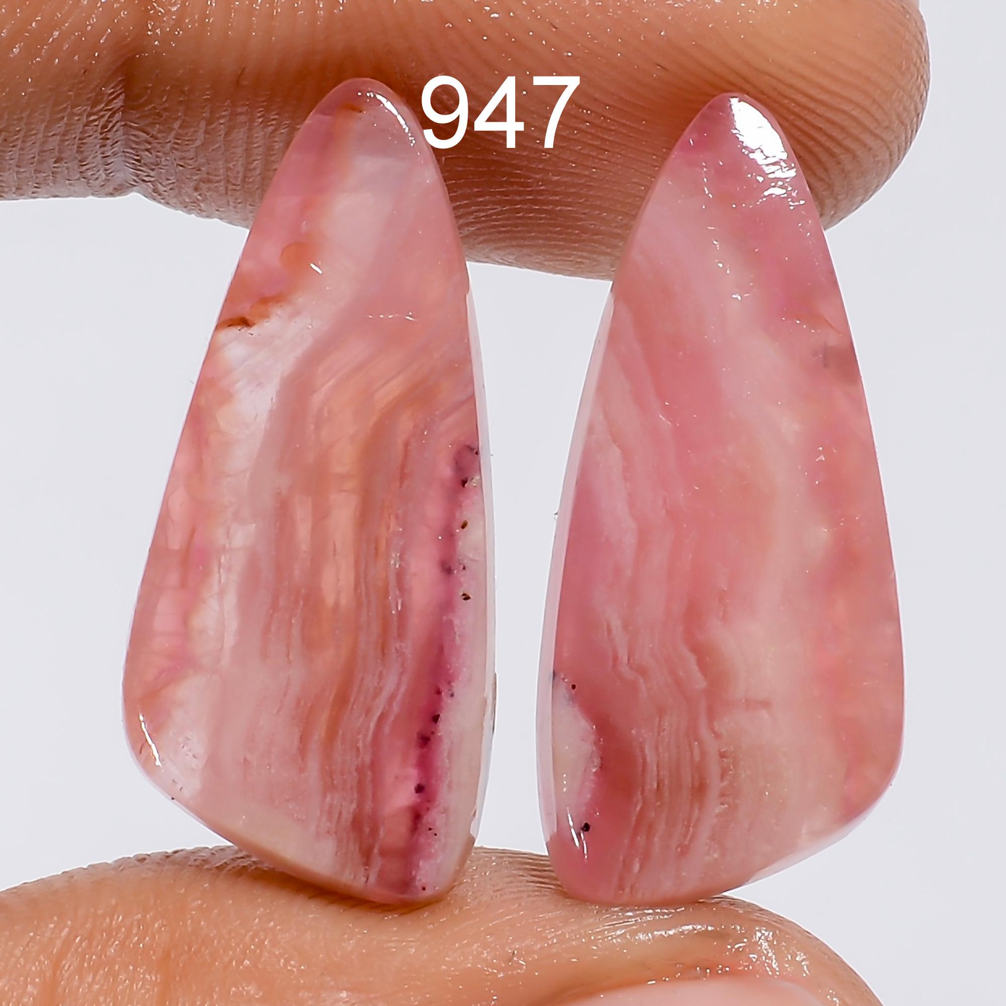 Pink Calcite Gemstone Pair, Matched Stone for Jewelry Making - image 4