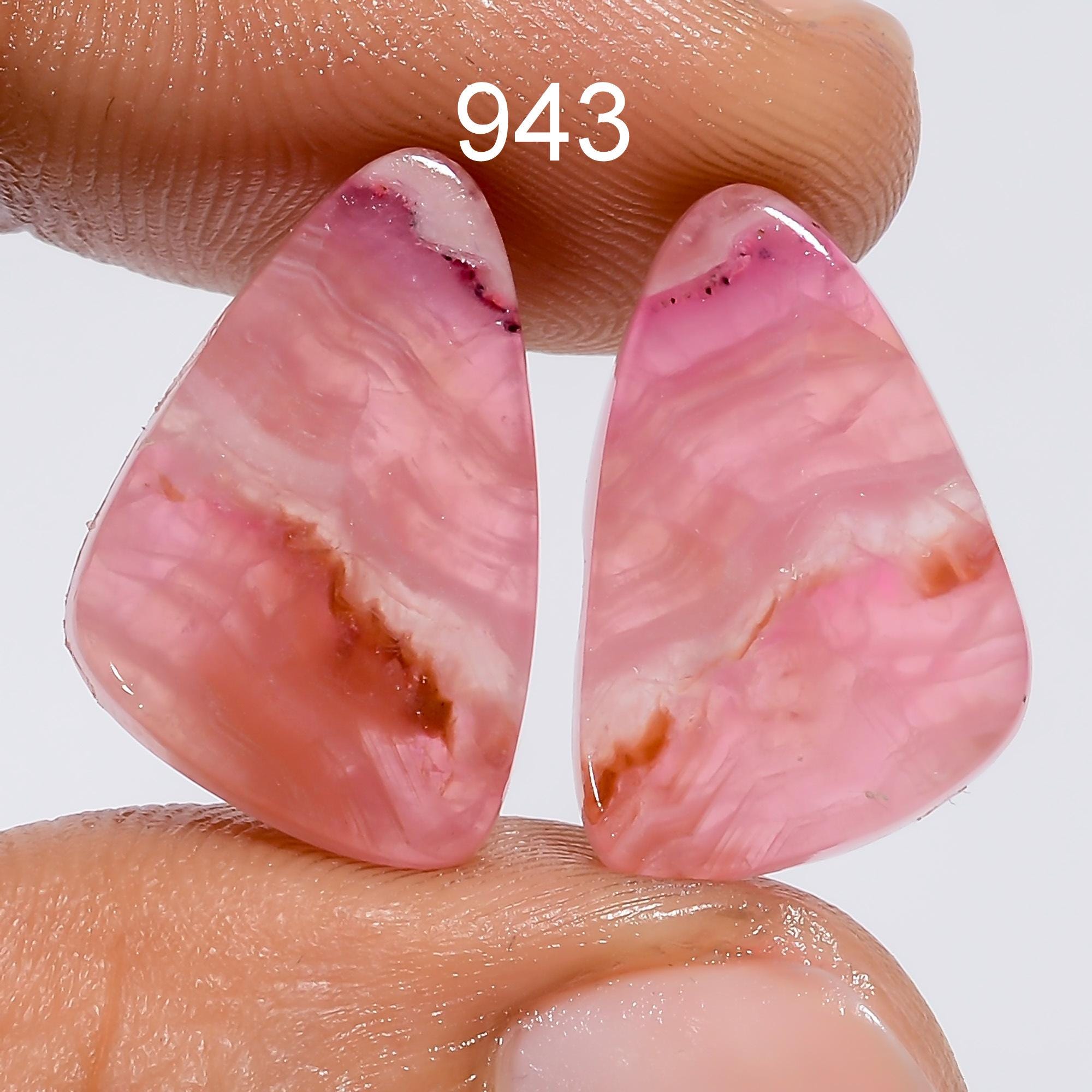 Pink Calcite Gemstone Pair, Matched Stone for Jewelry Making - image 5