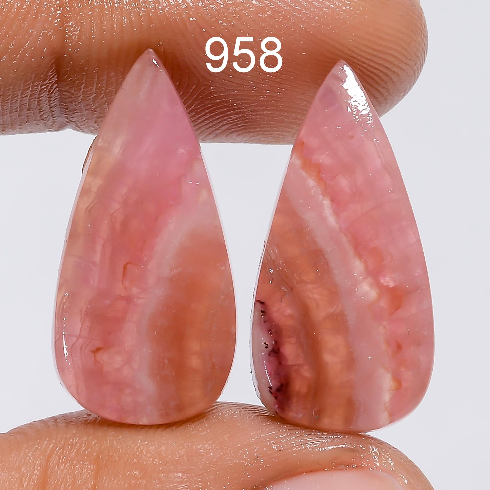Oval Pink Calcite Gemstone Pair, Matched Stone, Jewelry Making - image 2