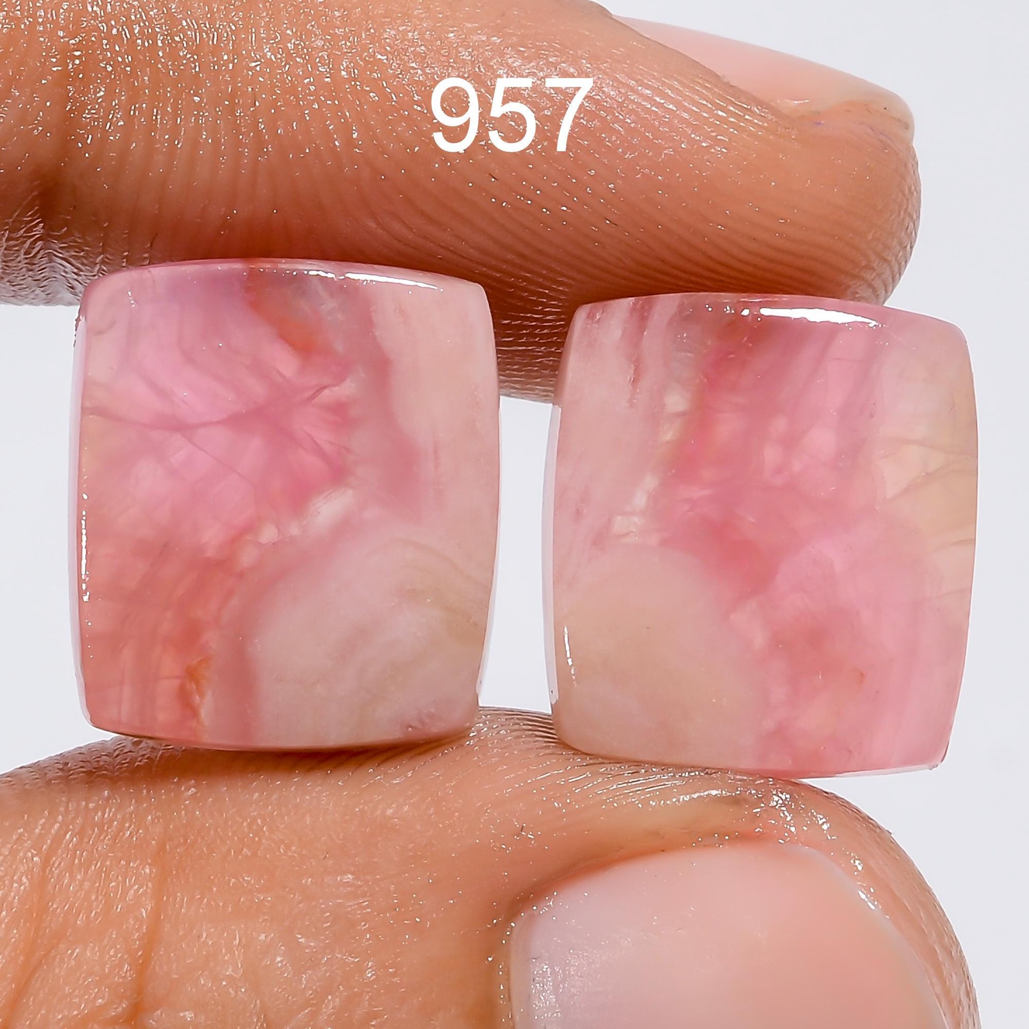 Oval Pink Calcite Gemstone Pair, Matched Stone, Jewelry Making
