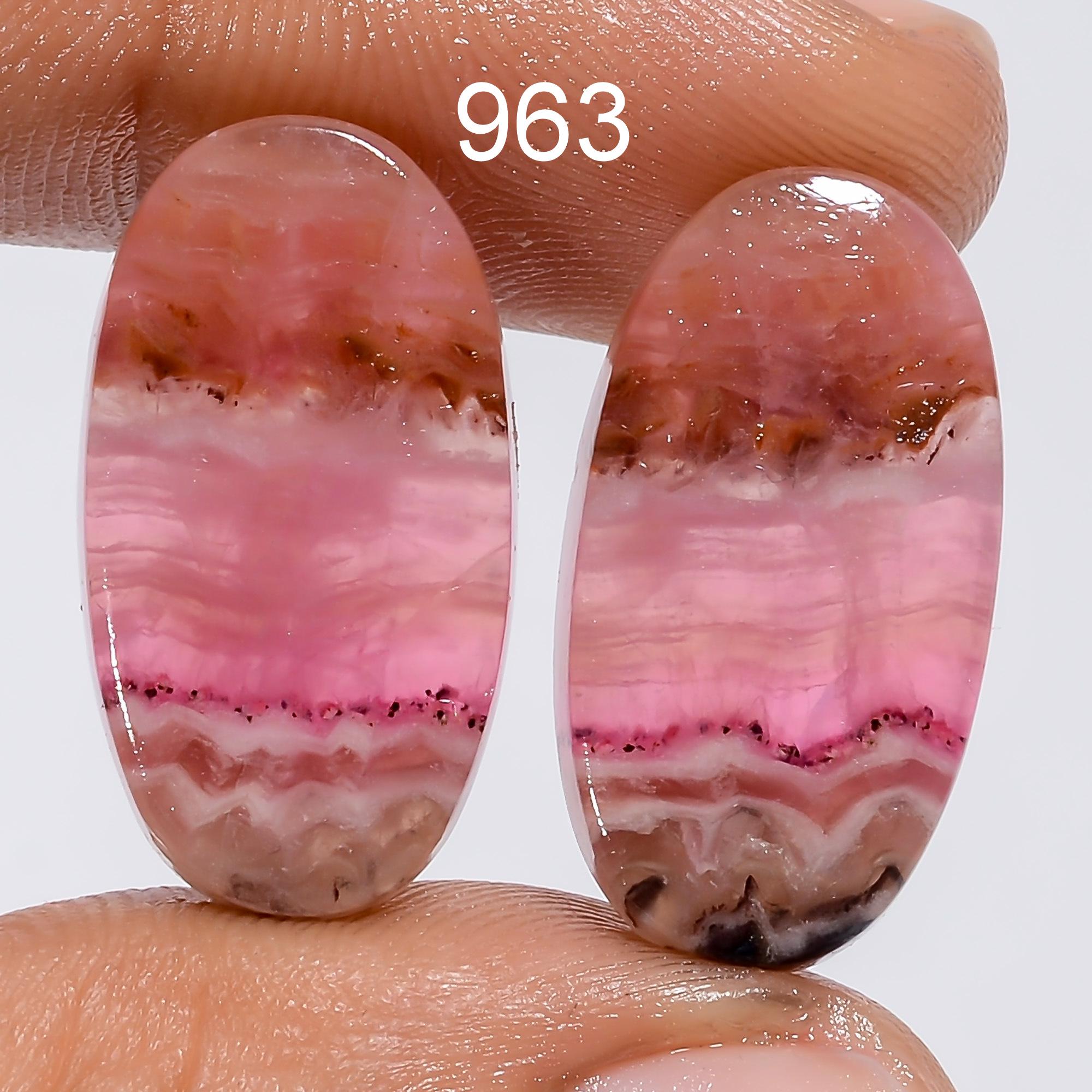 Oval Pink Calcite Gemstone Pair, Matched Stone, Jewelry Making - image 4