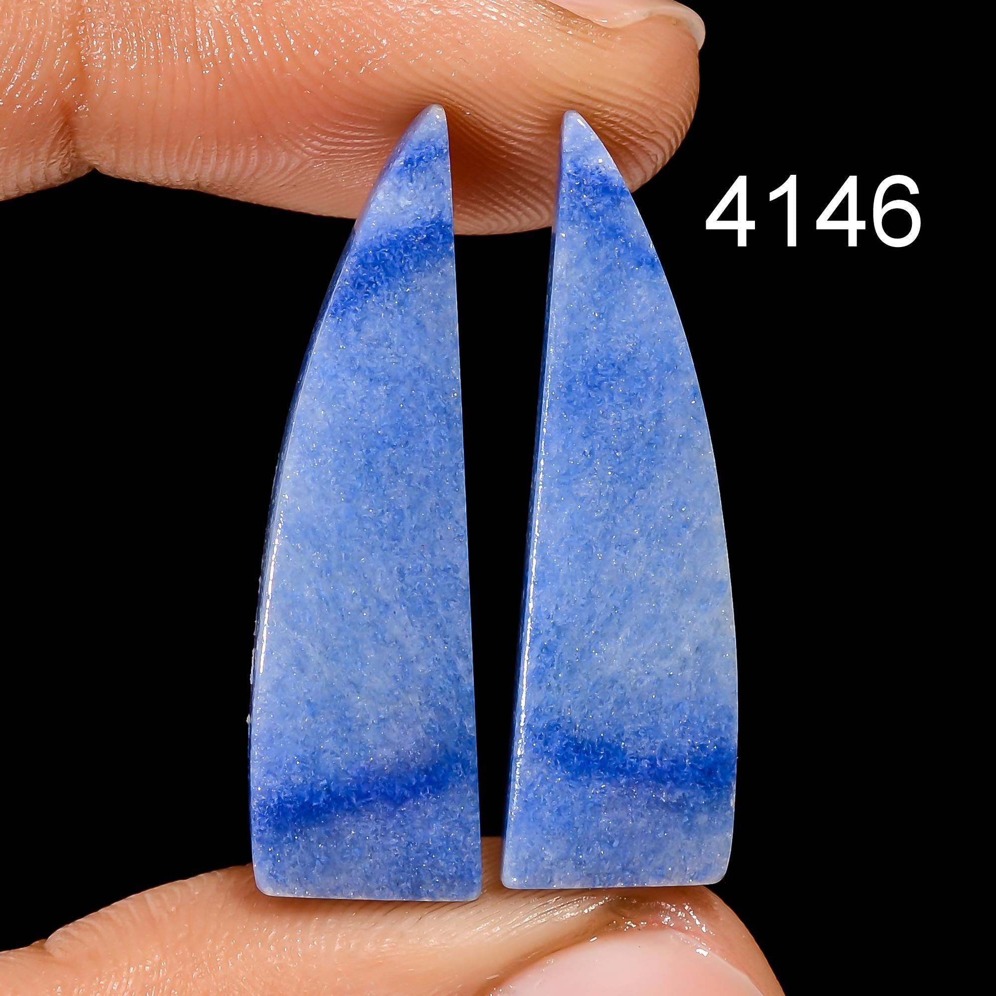 Natural Blue Quartz Cabochon Pair, Earring Jewelry Making Supply - image 10