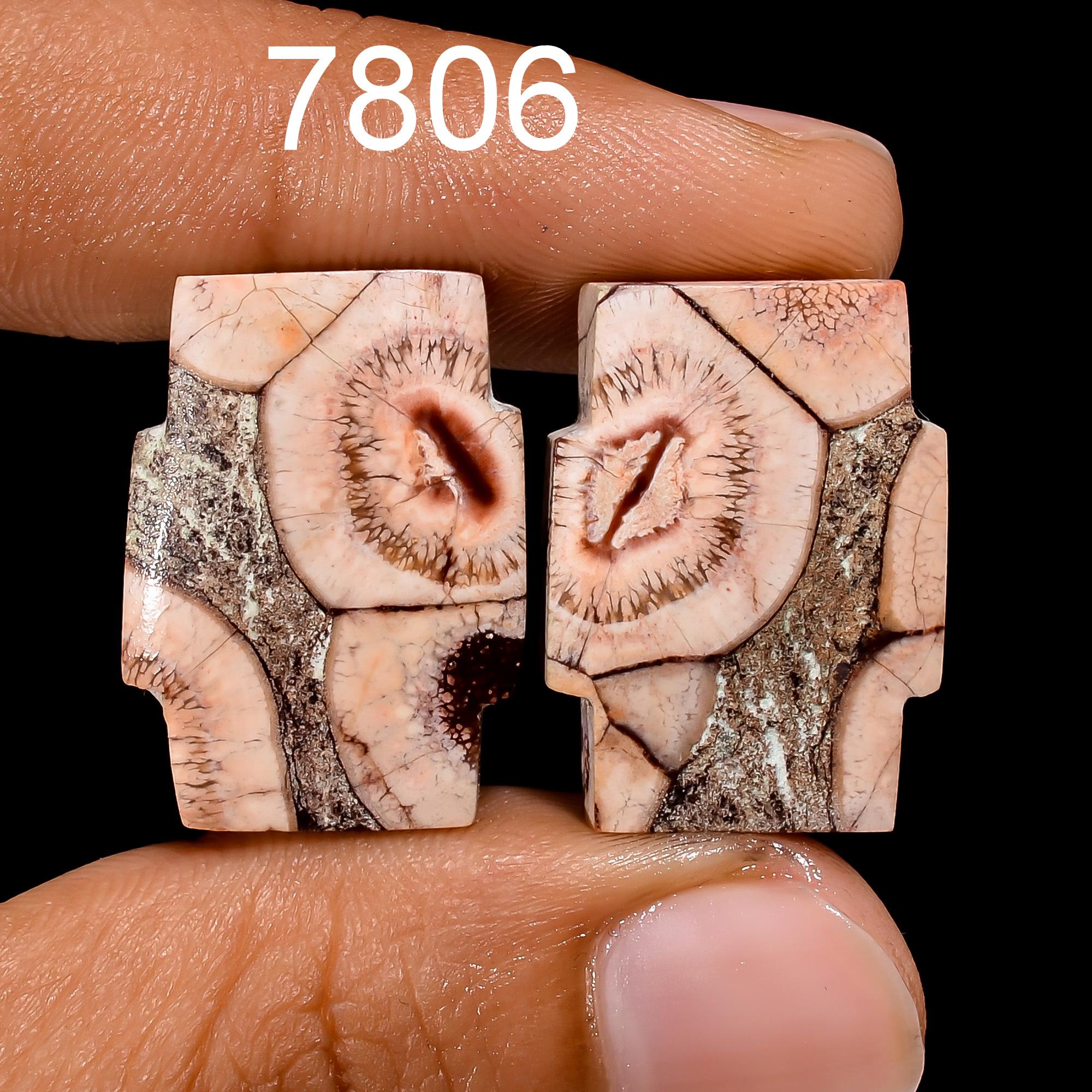 Bird's Eye Jasper Gemstone Cabochon Pair: Matched Earring Jewelry Supply Healing Crystal - image 2