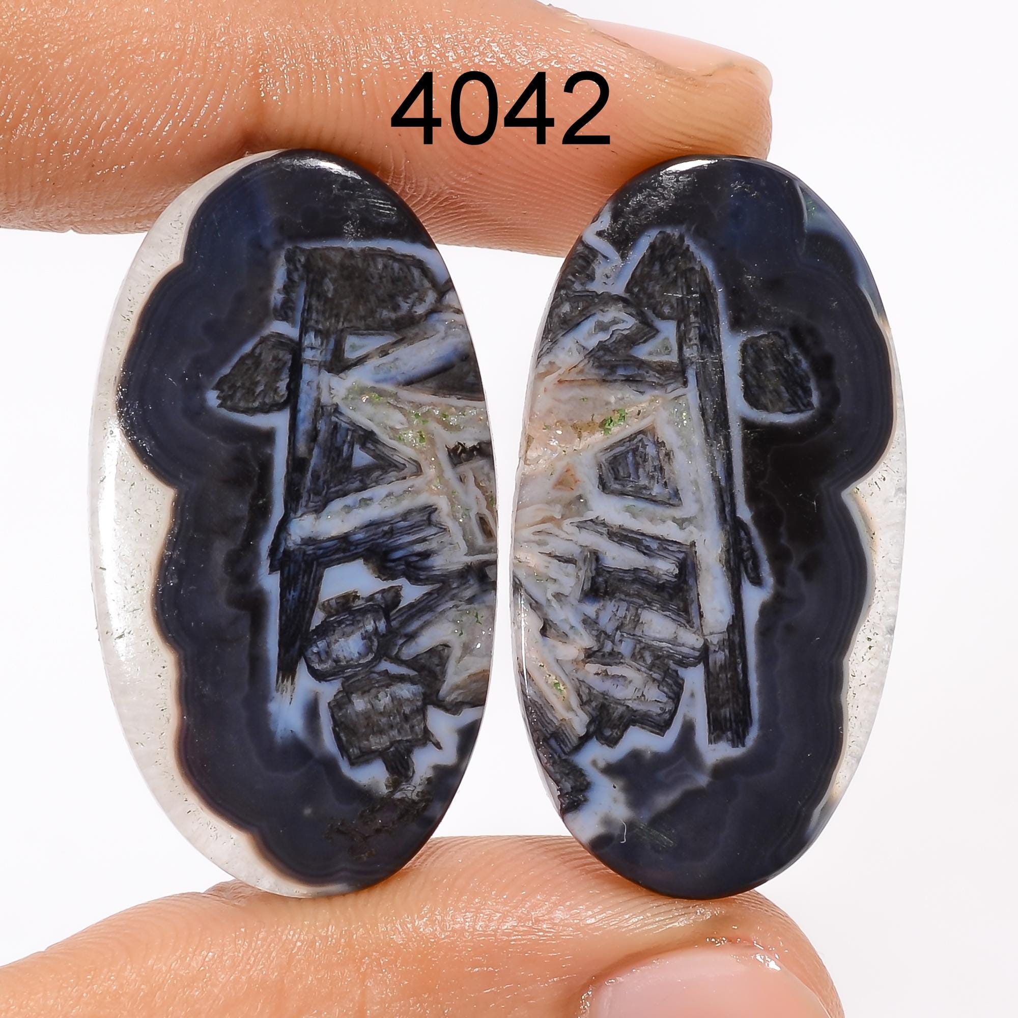 AAA Turkish Stick Agate Gemstone Pair, Designer Cabochons - image 3
