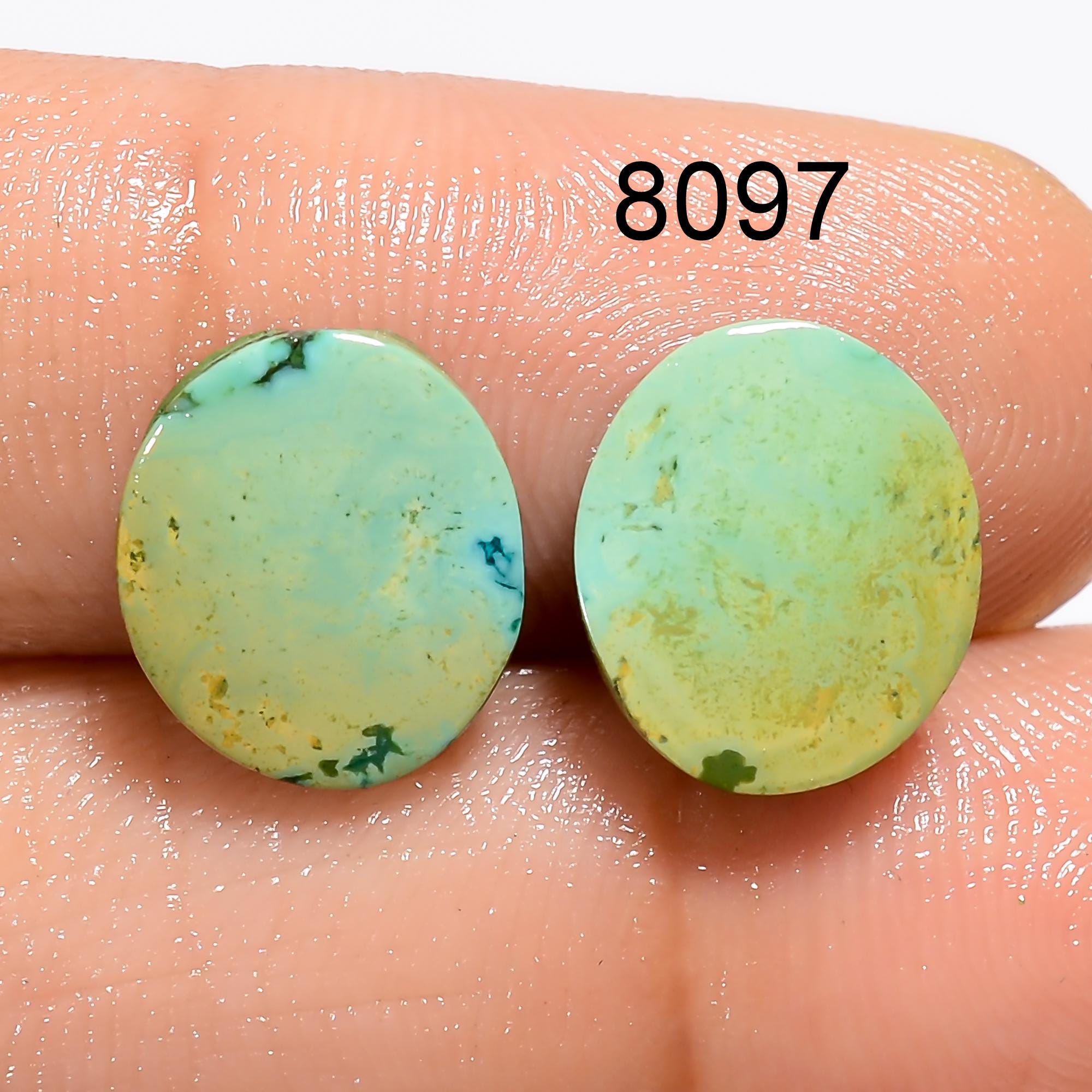 Natural Turquoise Cabochon Matched Pair Gemstone For Earring Jewelry Making - image 4