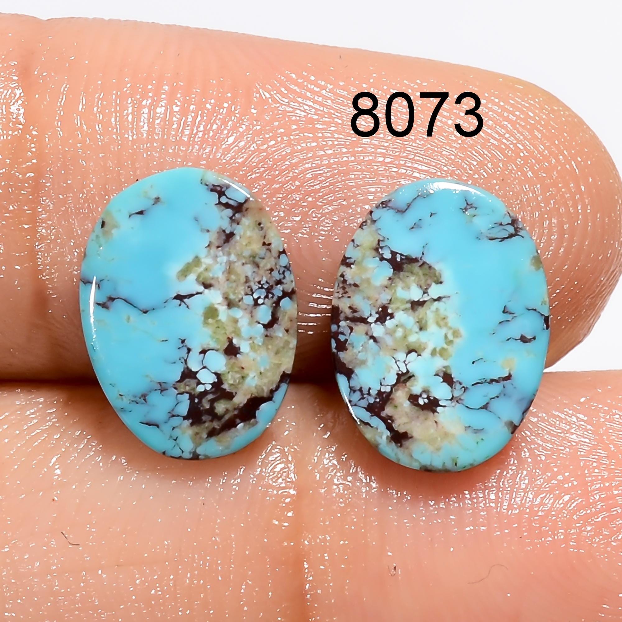 Natural Turquoise Cabochon Matched Pair Gemstone For Earring Jewelry Making - image 2