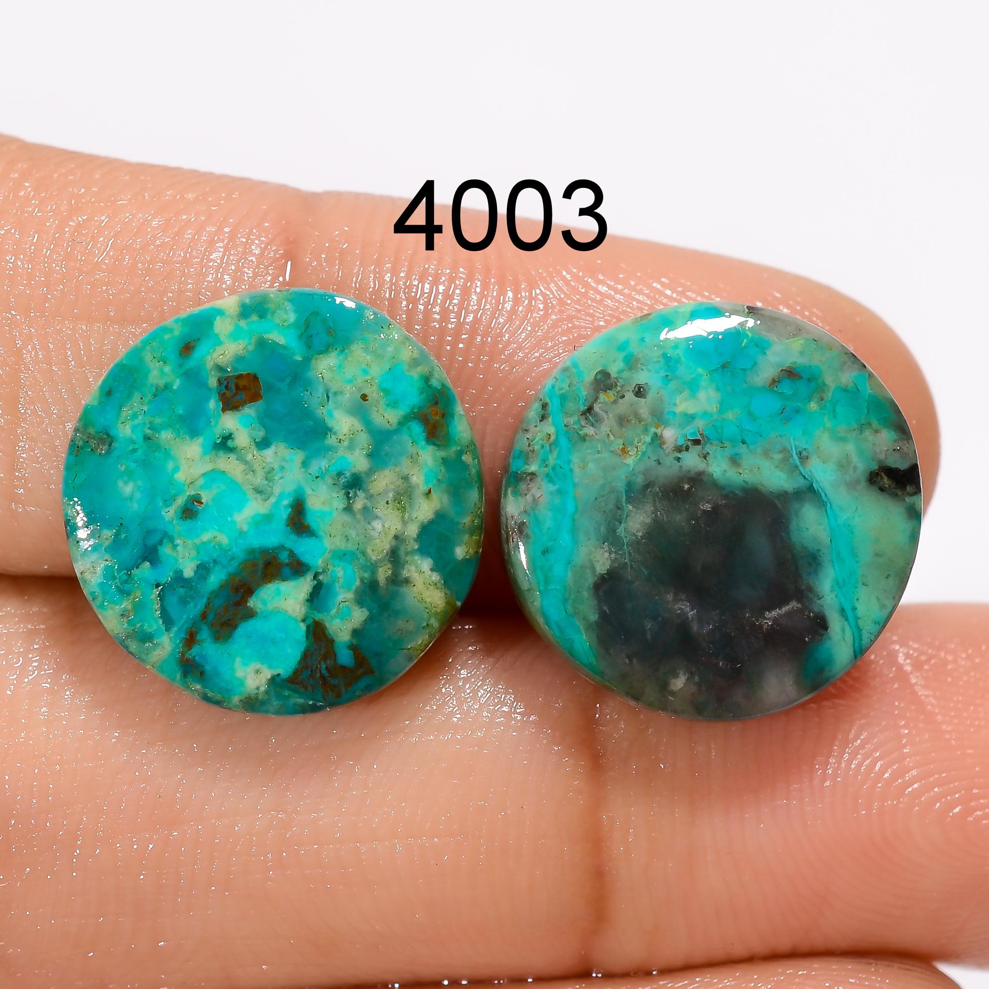 Natural Chrysocolla Cabochon Pair, Green Gemstone, Jewelry Making - image 2