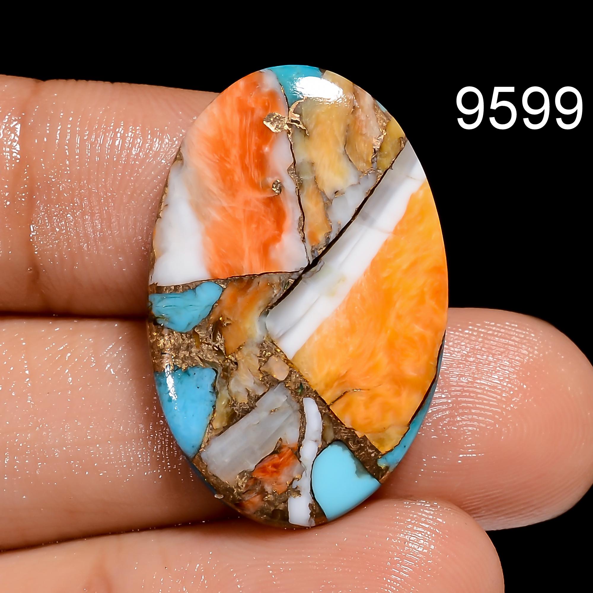 Oyster Copper Turquoise Cabochon, Round Loose Gemstone, Jewelry Making - image 5