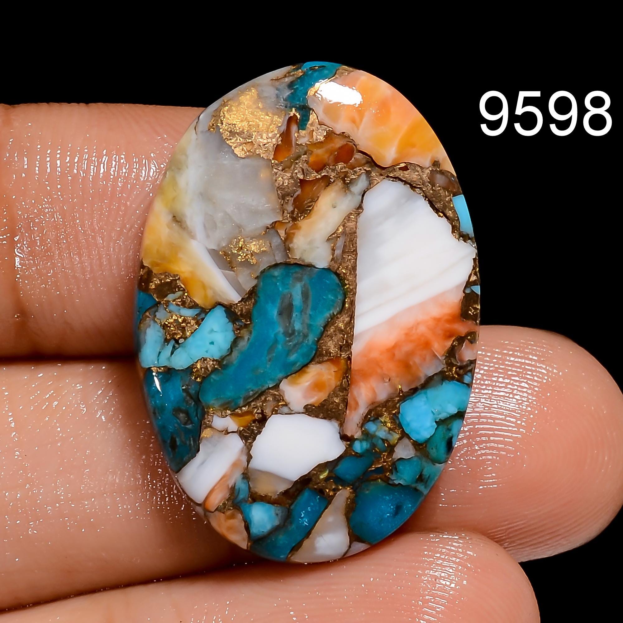 AAA Oyster Copper Turquoise Cabochon, Oval Gemstone (30X16X4 mm) - image 6