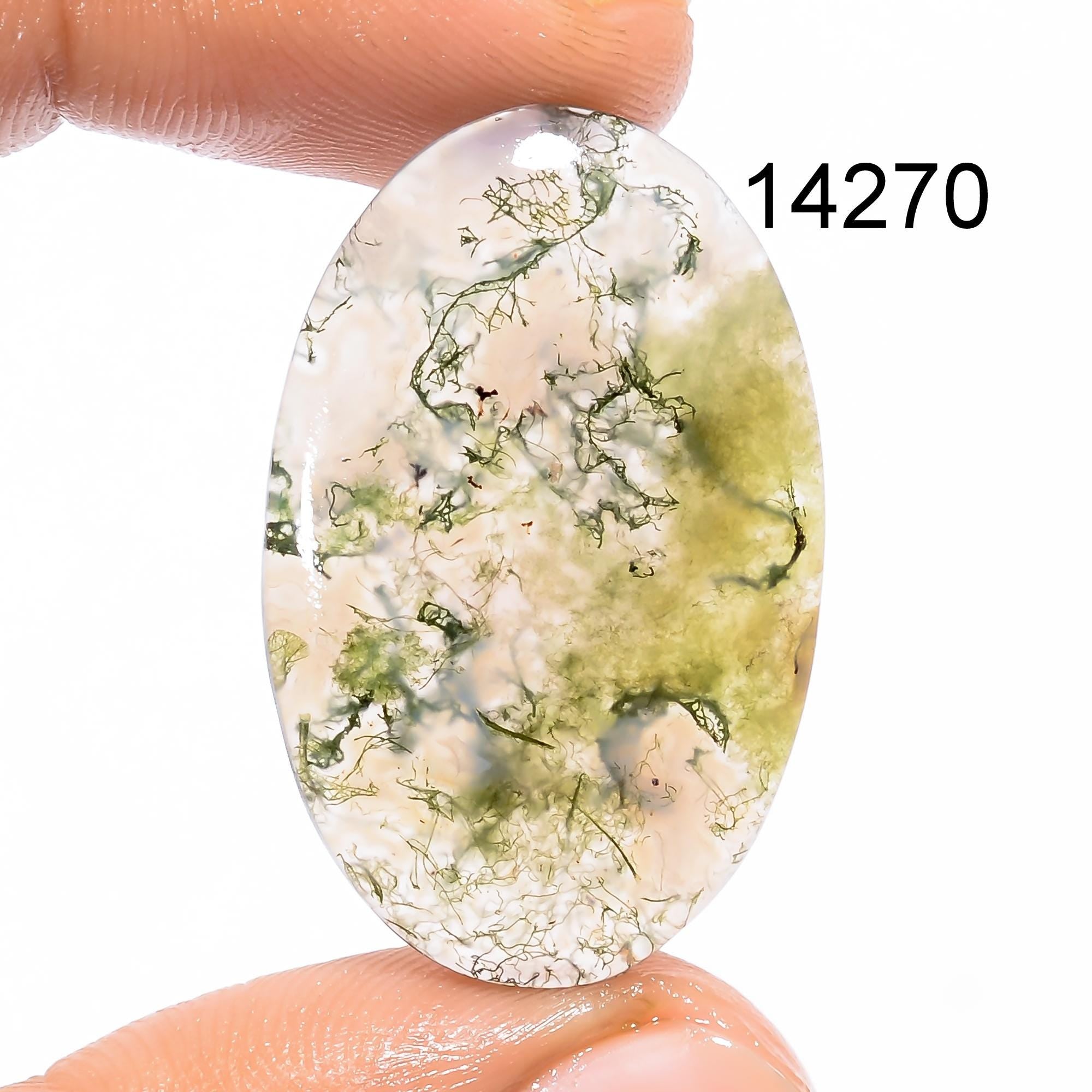 Natural Moss Agate Cabochon, Designer Crystal for Jewelry Making