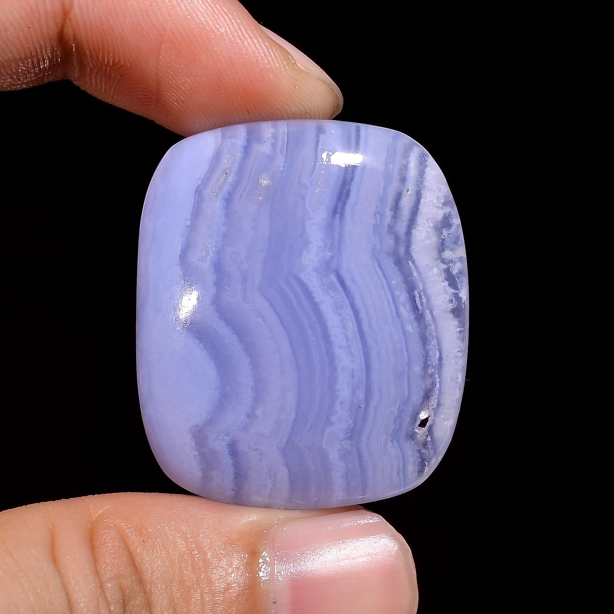 AAA Blue Lace Agate Cabochon, Natural Gemstone Healing Crystal Jewelry Making - image 2