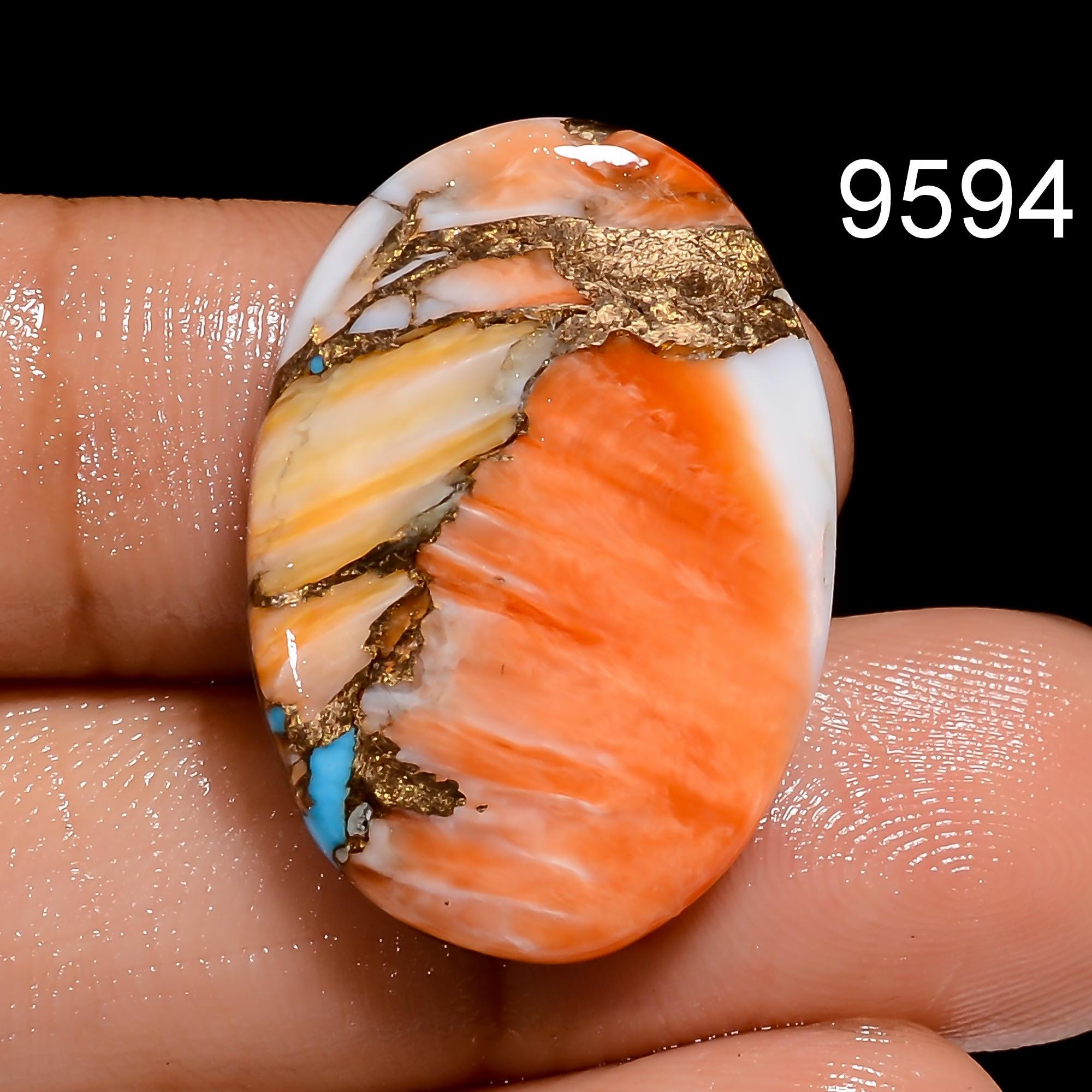 Oyster Copper Turquoise Cabochon, Round Loose Gemstone, Jewelry Making - image 2