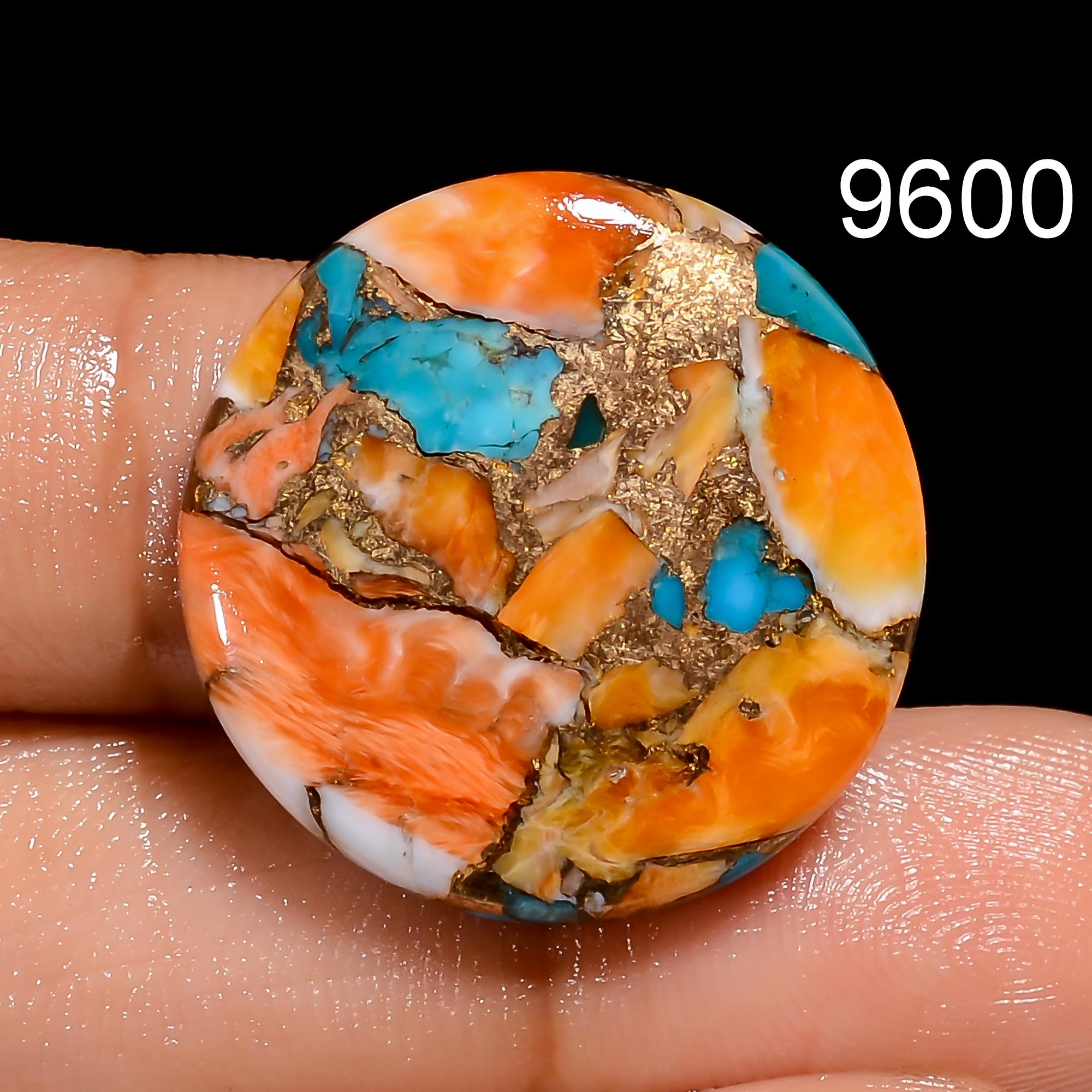 Oyster Copper Turquoise Cabochon, Round Loose Gemstone, Jewelry Making - image 6