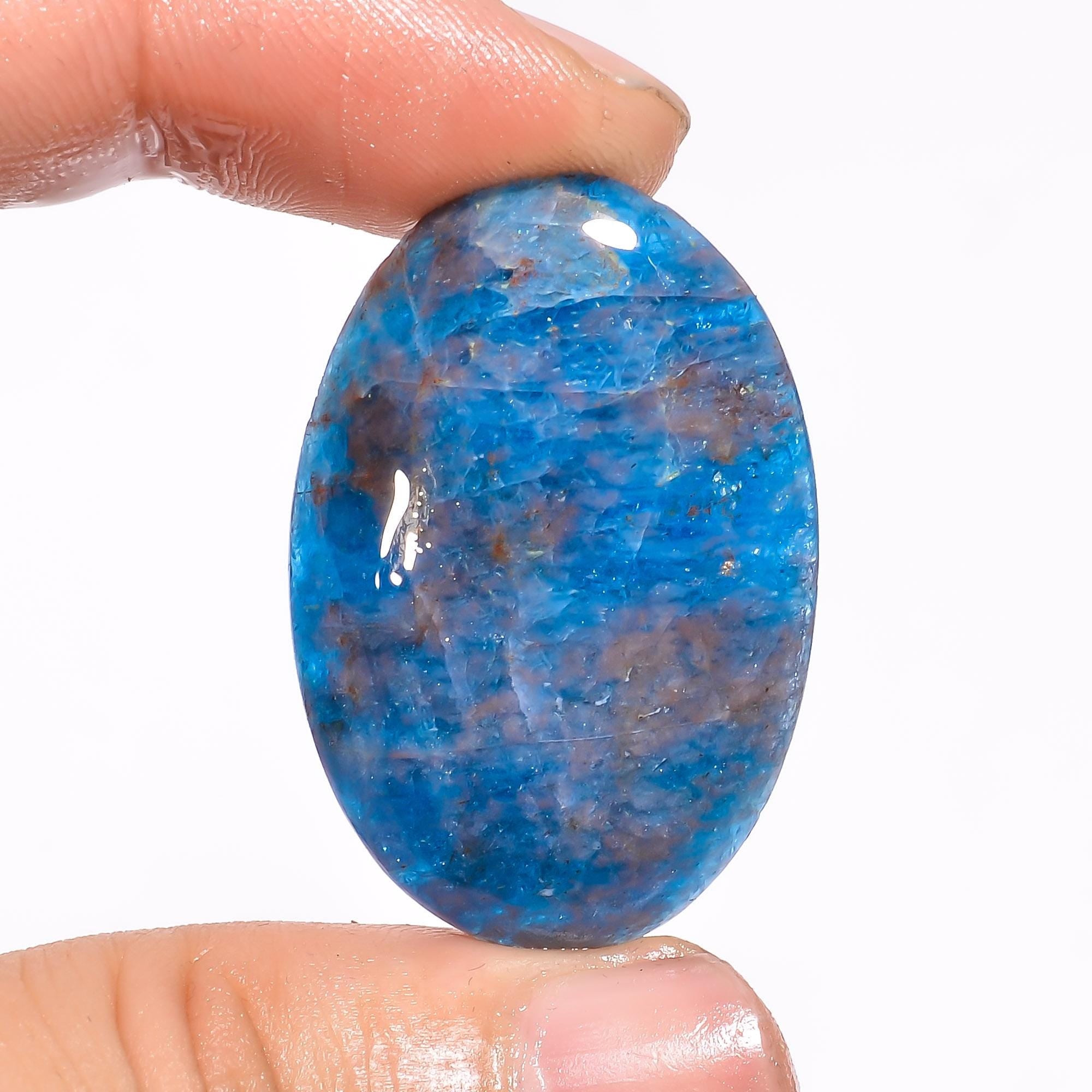 AAA Neon Blue Apatite Cabochon, Mixed Gemstone Pendant Jewelry Making - image 3