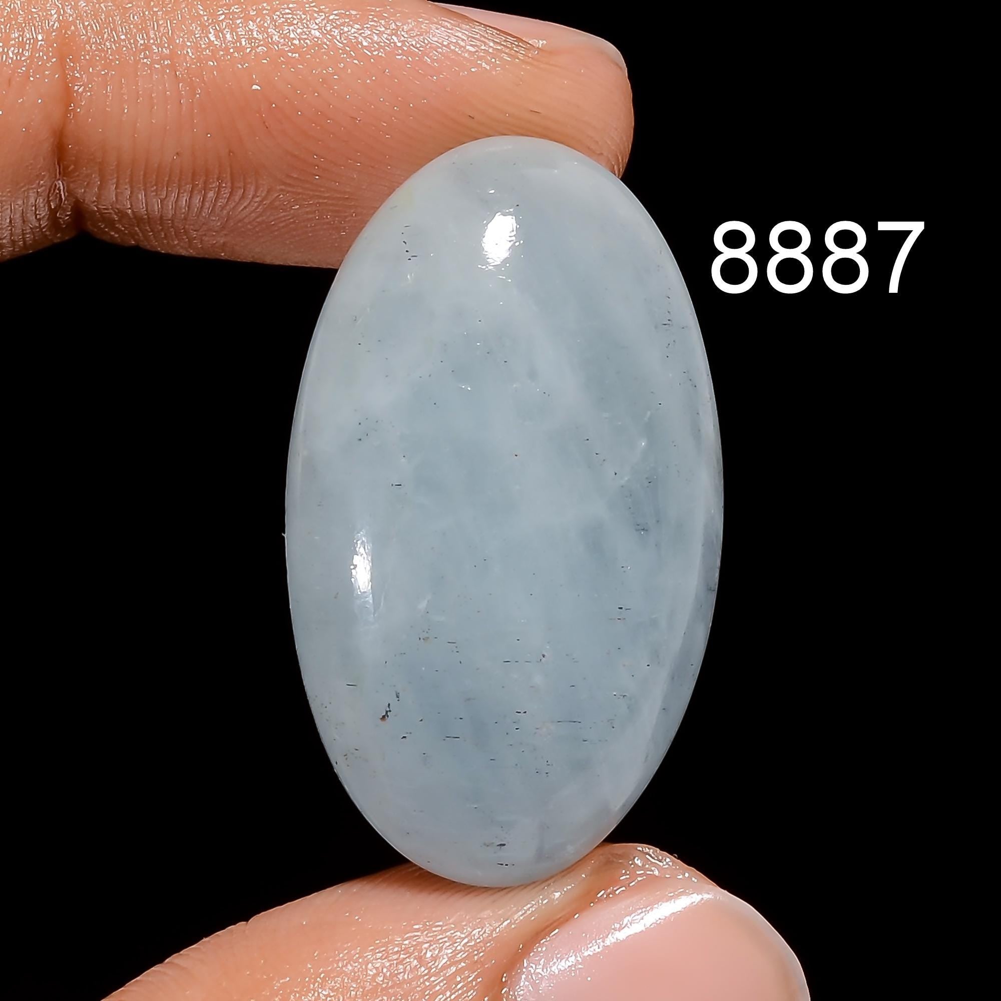AAA Blue Aquamarine Cabochon, Rare Loose Gemstone For Pendent Jewelry - image 3