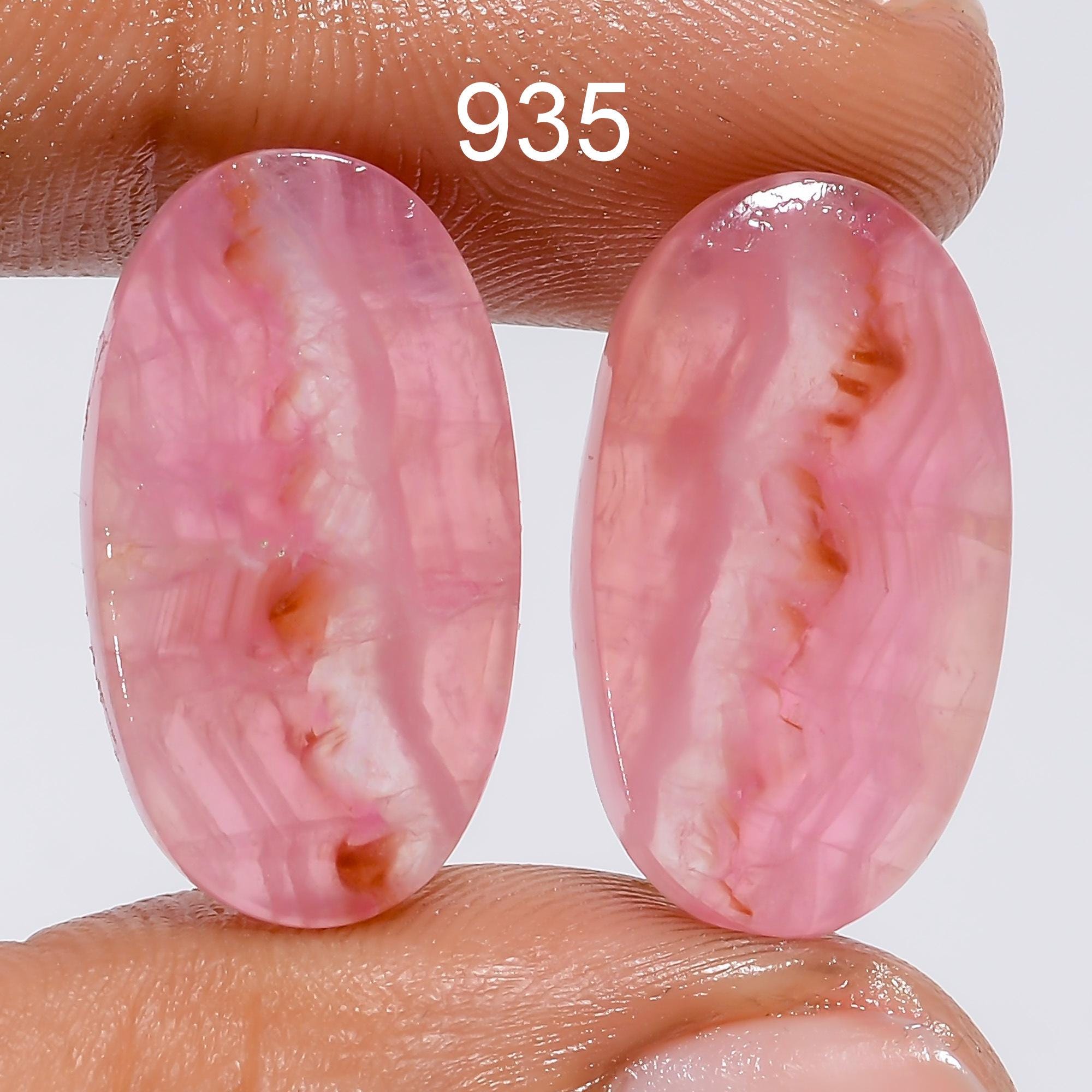 Pink Calcite Gemstone Pair, Mixed Shape Healing Crystals, Jewelry Making - image 8