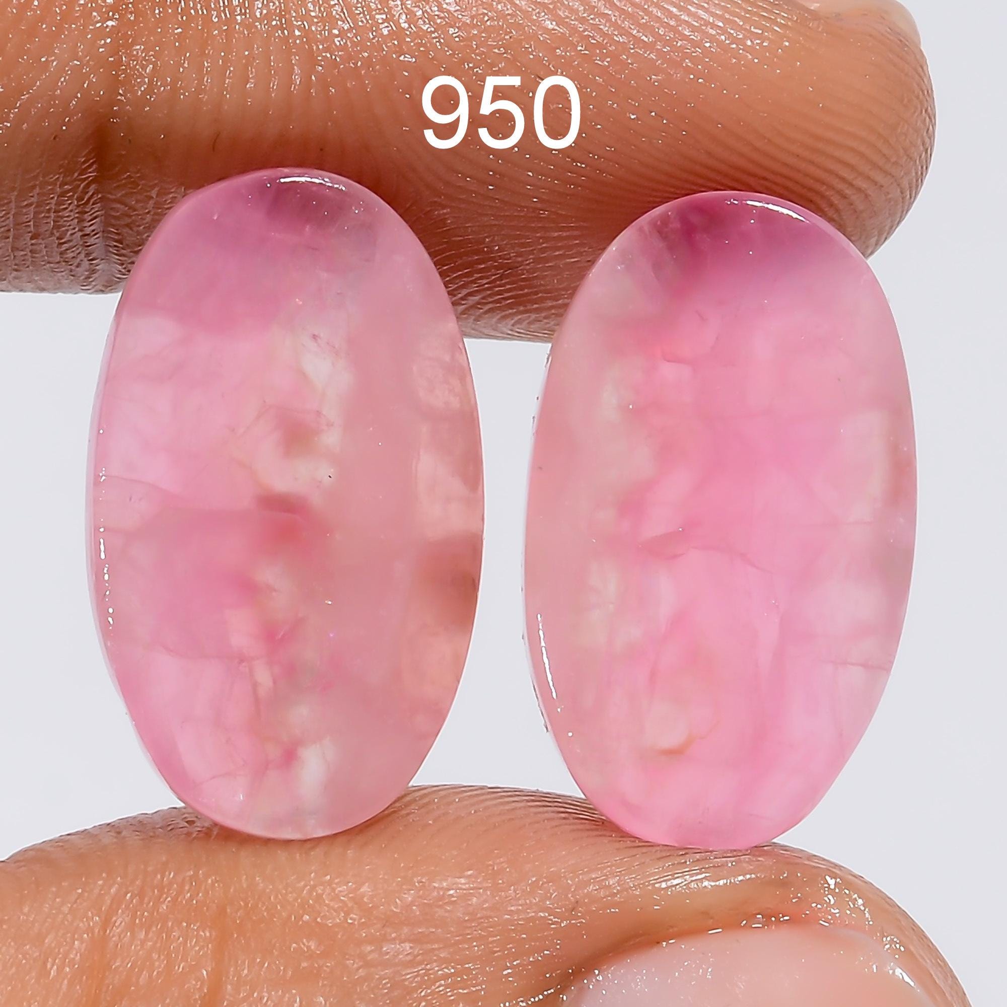 Pink Calcite Gemstone Pair, Matched Stone for Jewelry Making - image 6