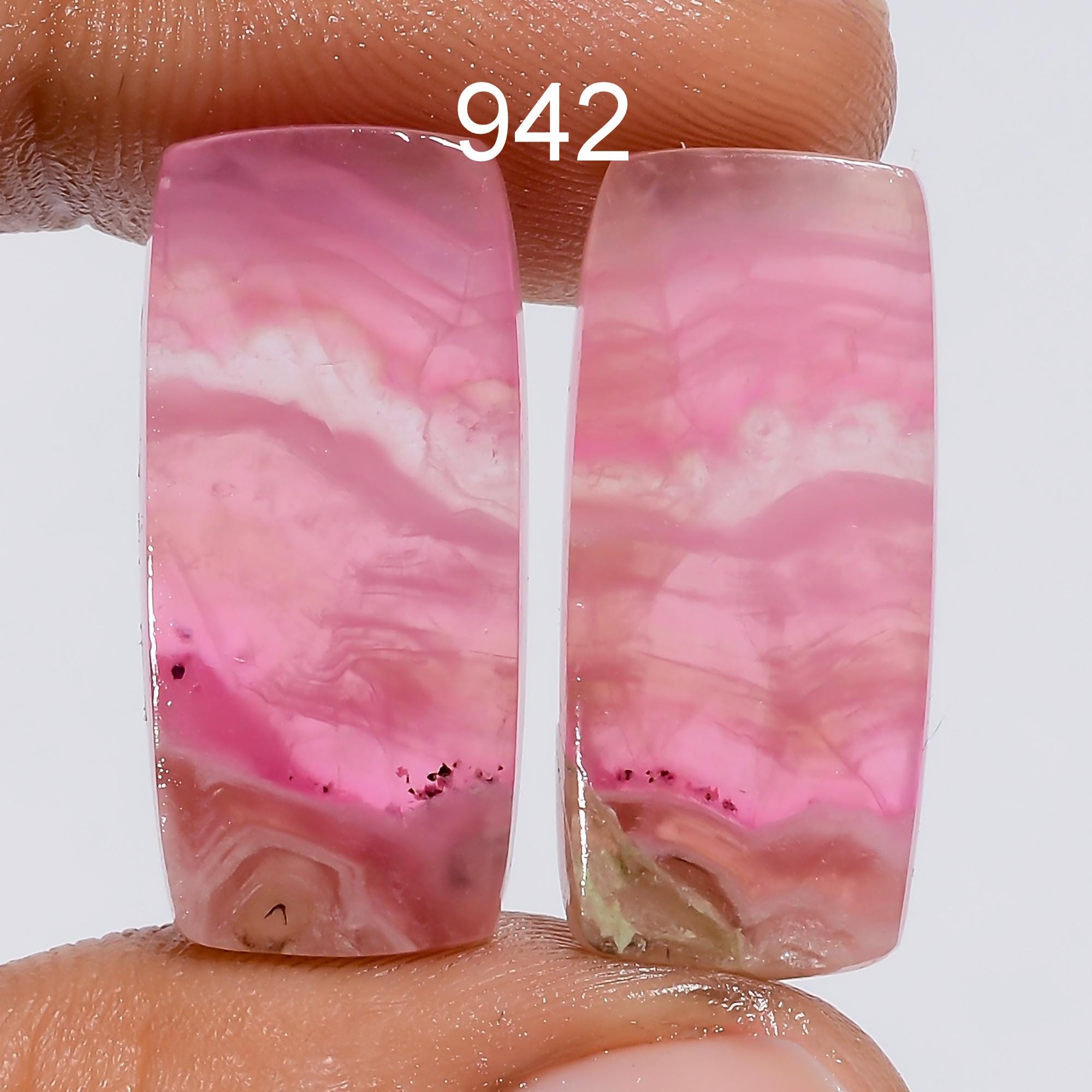 Pink Calcite Gemstone Pair, Matched Stone for Jewelry Making - image 3