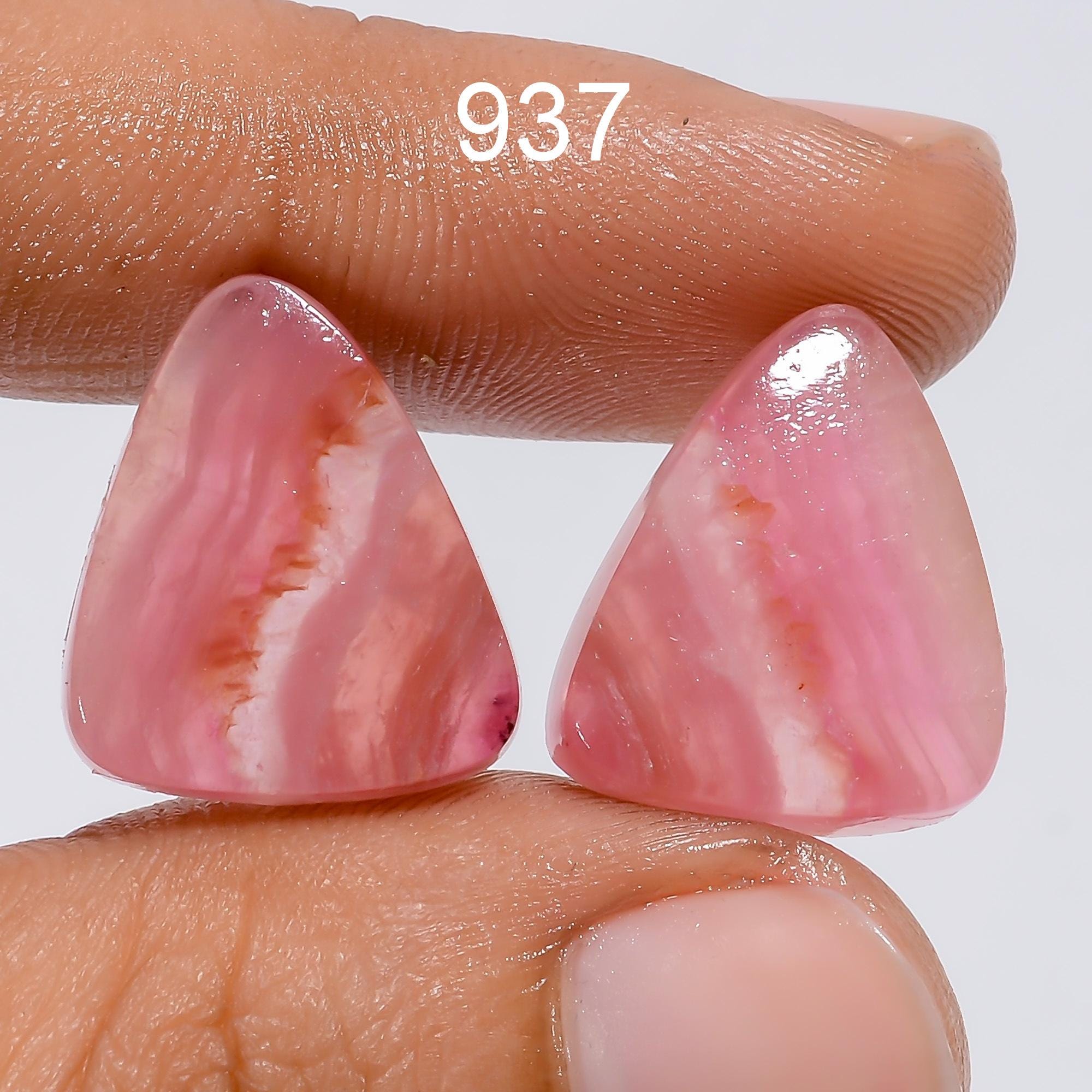 Pink Calcite Gemstone Pair, Matched Stone for Jewelry Making