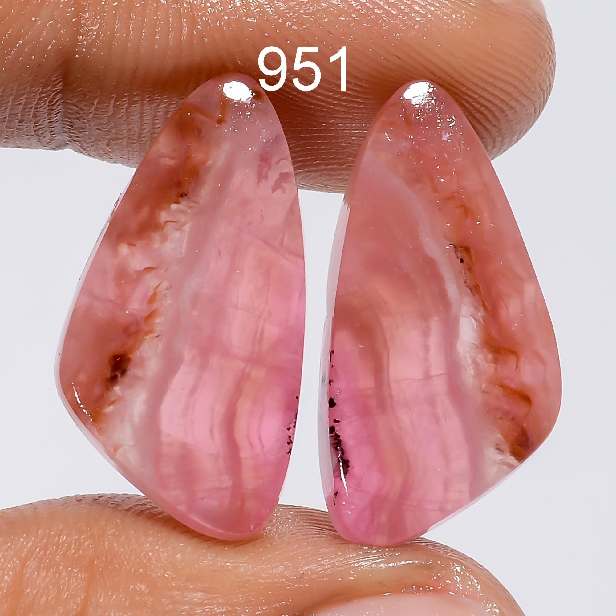 Pink Calcite Gemstone Pair, Matched Stone for Jewelry Making - image 7