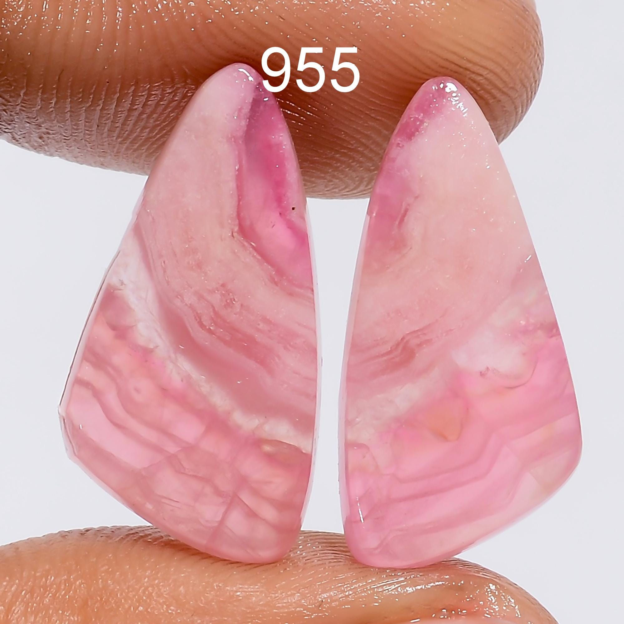Pink Calcite Gemstone Pair, Matched Stone for Jewelry Making - image 8