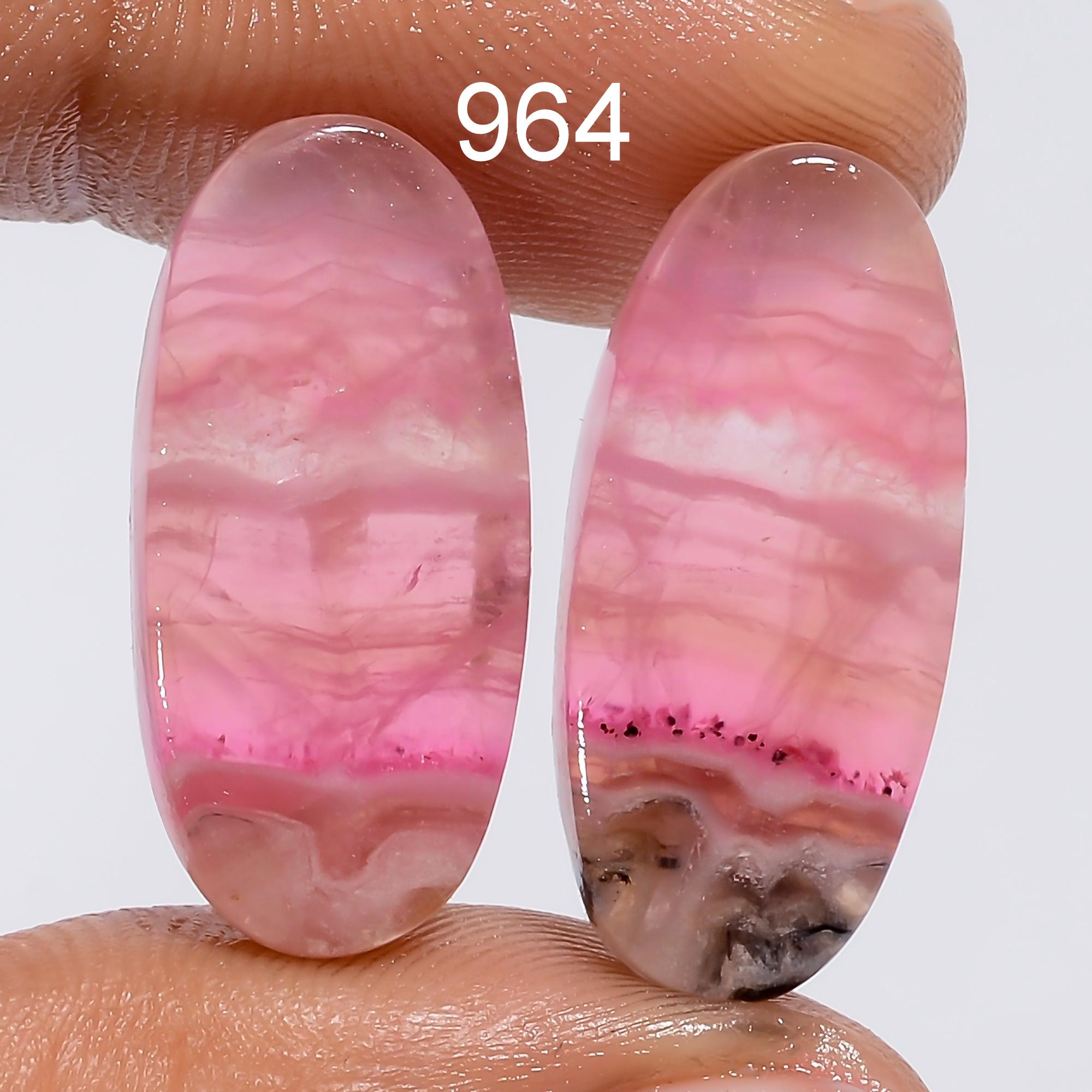 Oval Pink Calcite Gemstone Pair, Matched Stone, Jewelry Making - image 5
